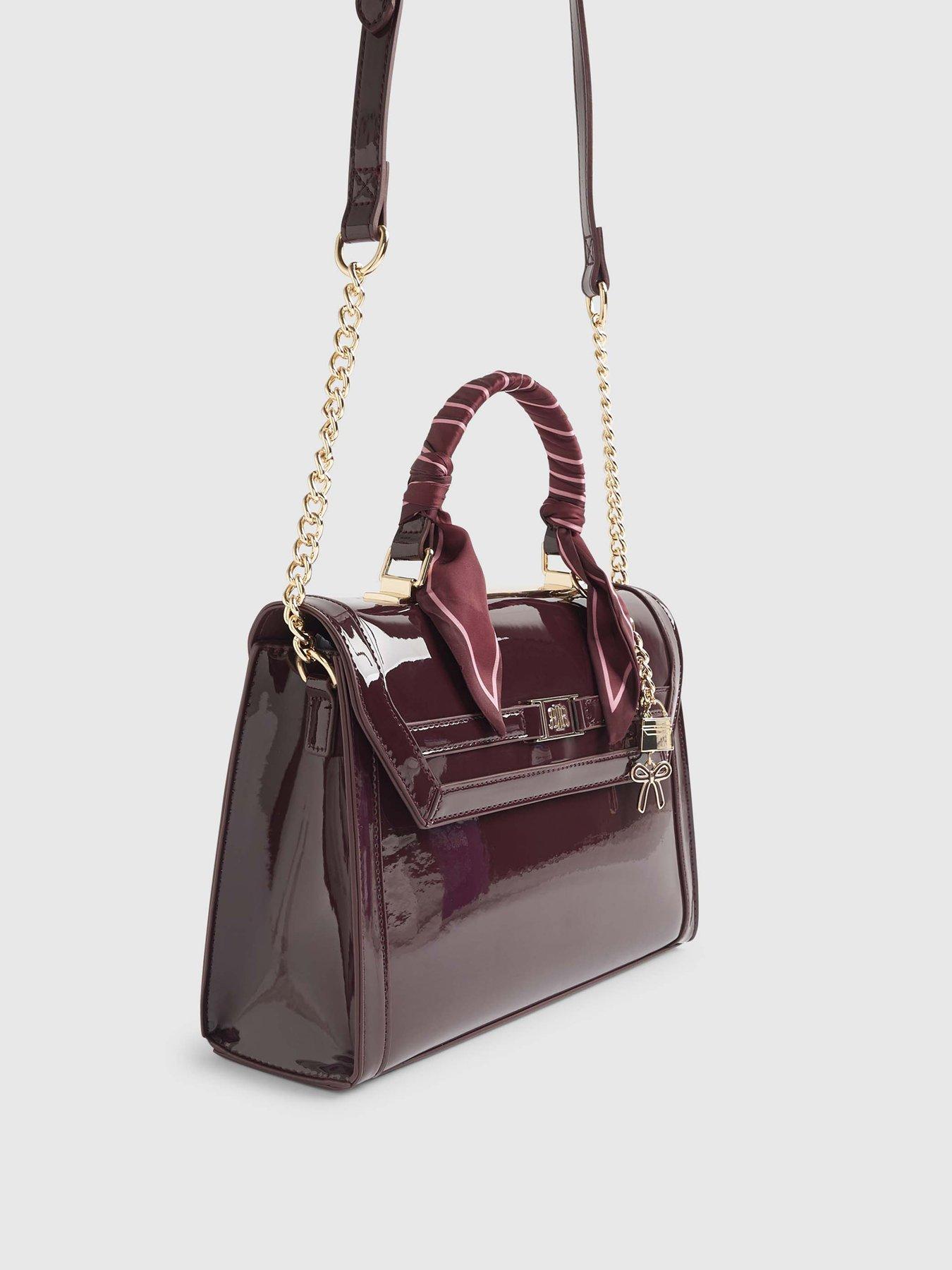 Image 3 of 6 of River Island Med Patent Charm Tote - Red