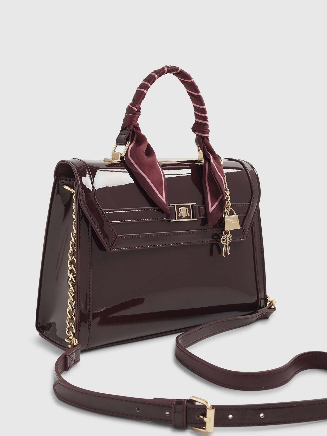 Image 4 of 6 of River Island Med Patent Charm Tote - Red