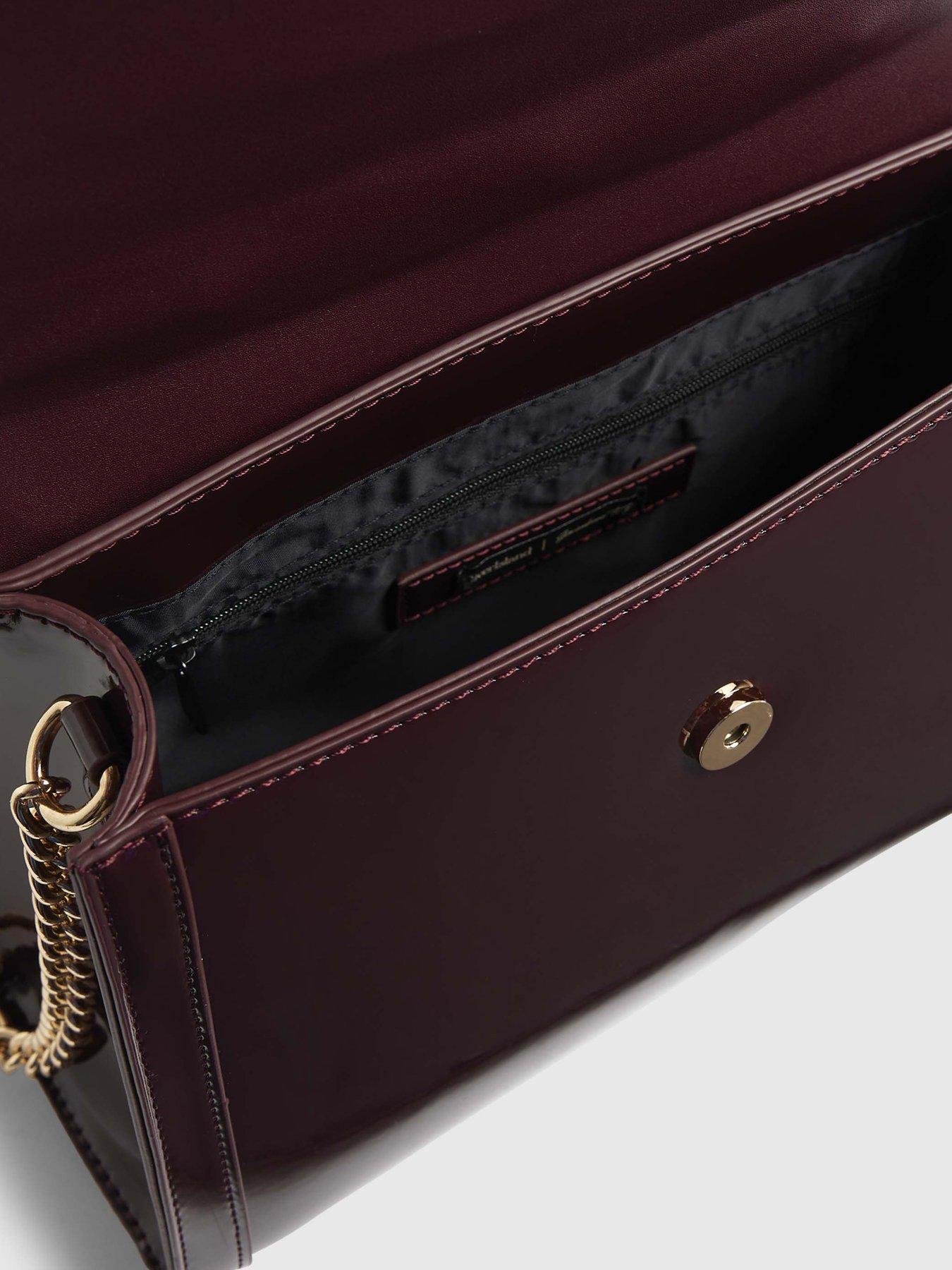 Image 6 of 6 of River Island Med Patent Charm Tote - Red