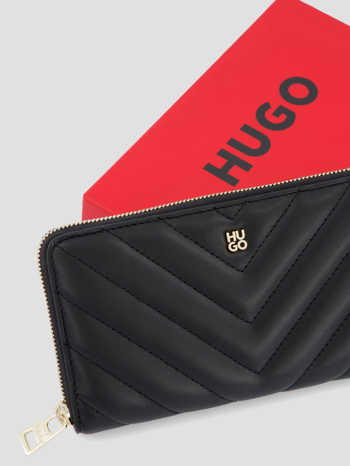 image of hugo-logo-chevron-purse-black