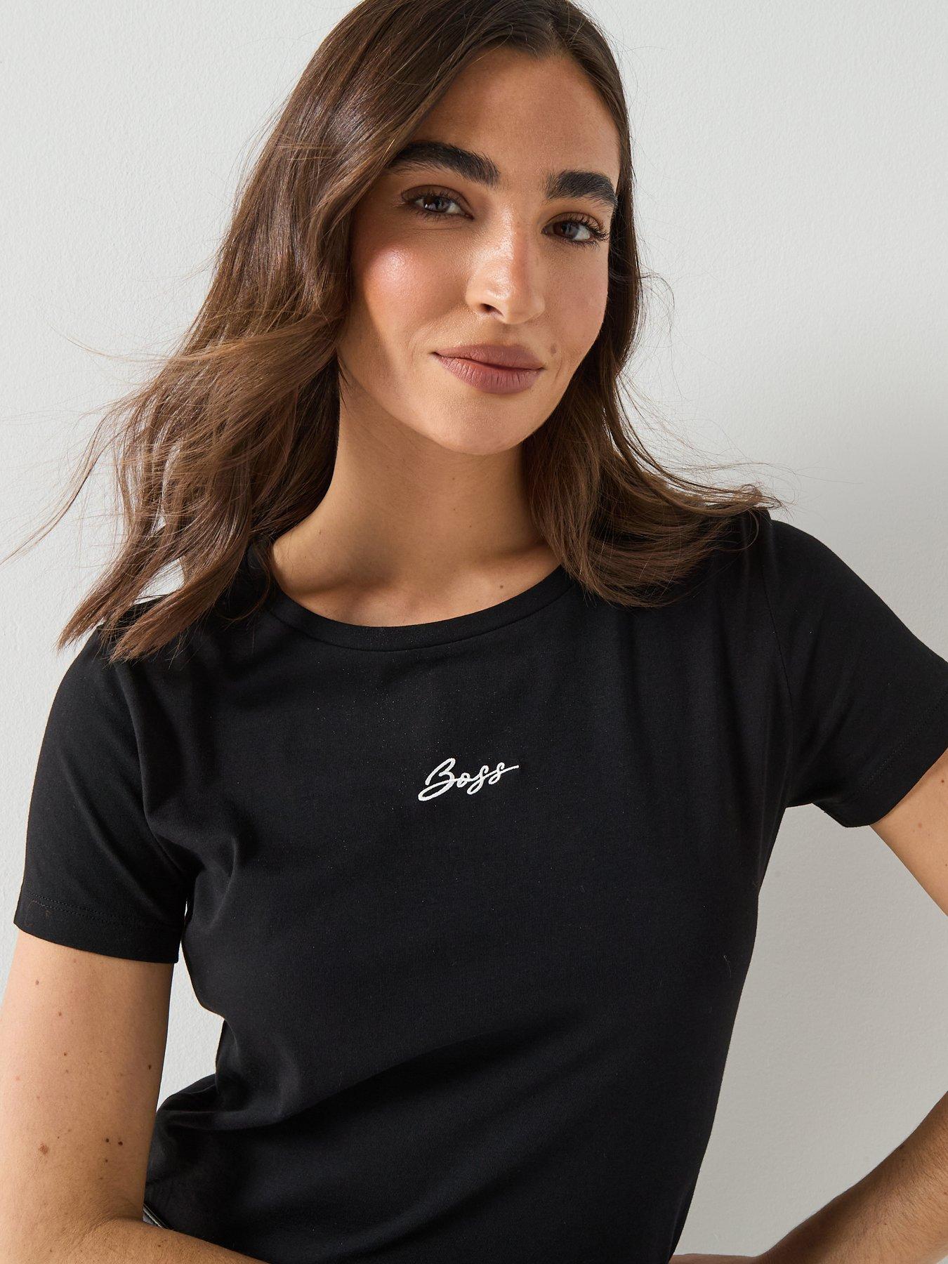  image of boss-elove-embroidered-top-black