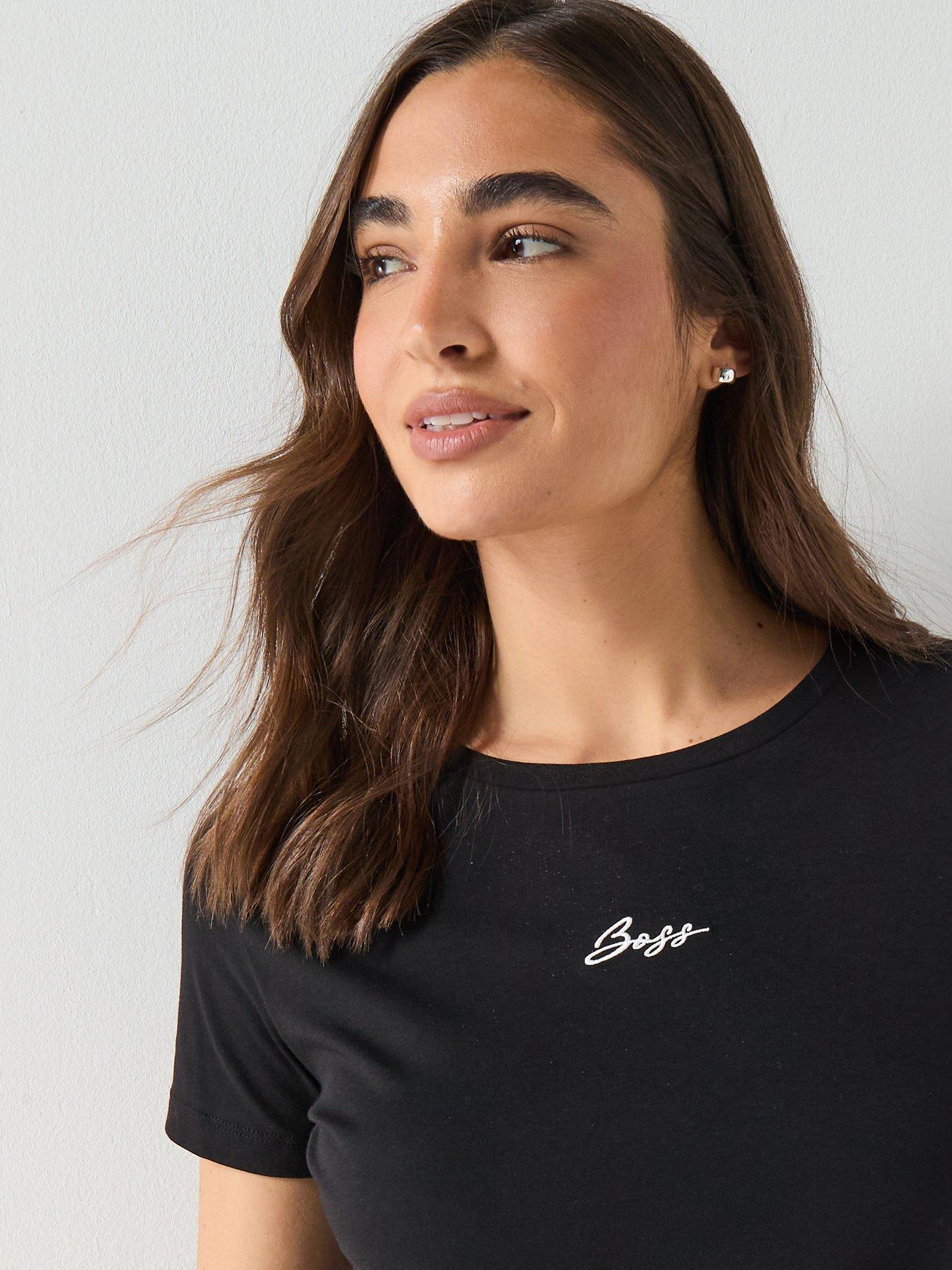  image of boss-elove-embroidered-top-black