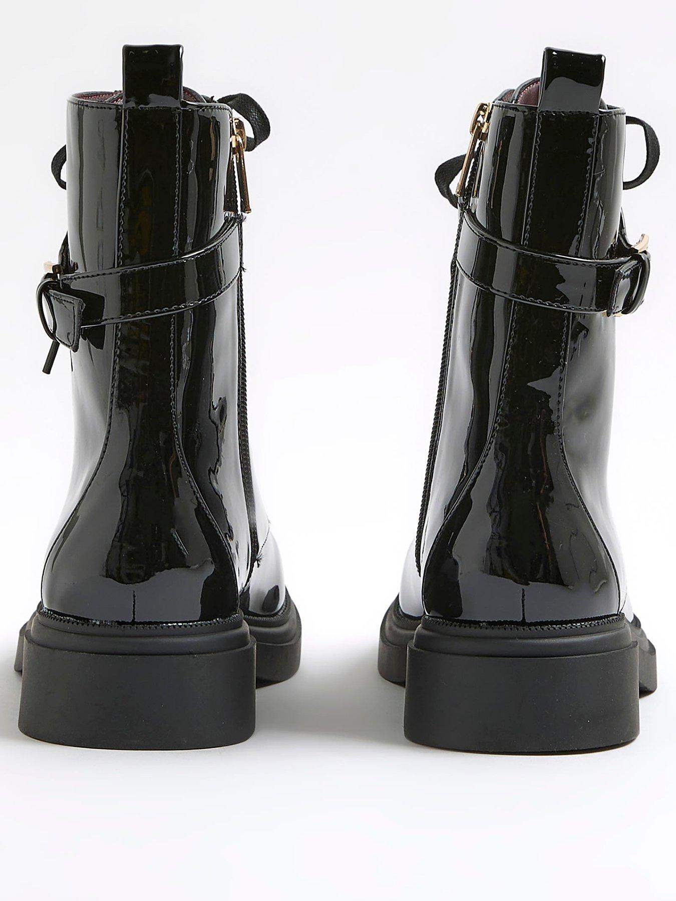  image of river-island-wide-lace-up-chunky-boot-black