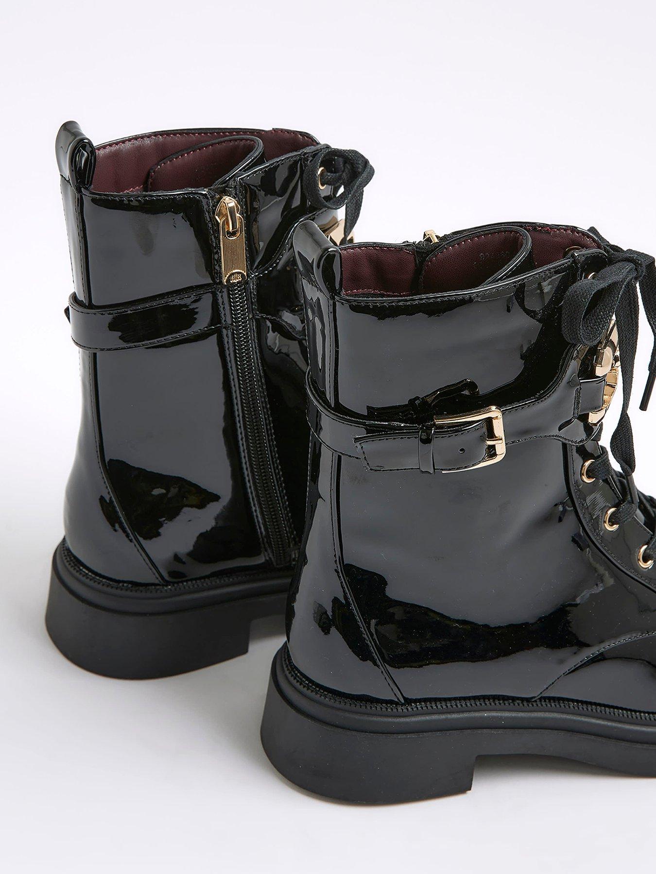  image of river-island-wide-lace-up-chunky-boot-black