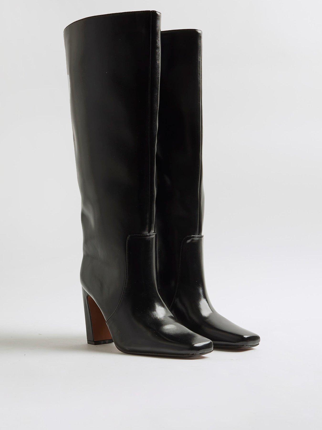 Image 3 of 6 of River Island Wide Chisel Toe High Leg Boot - Black