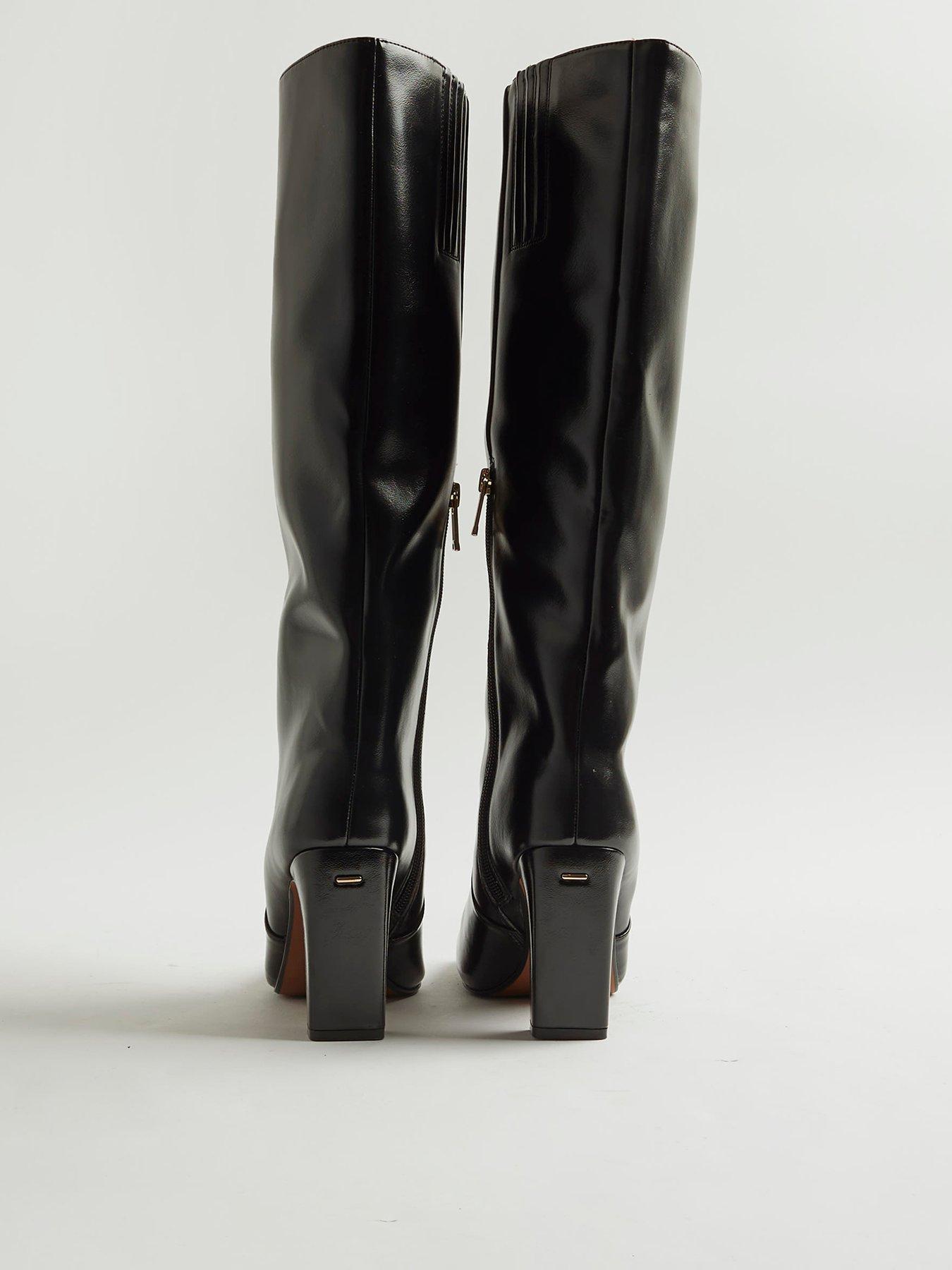Image 4 of 6 of River Island Wide Chisel Toe High Leg Boot - Black