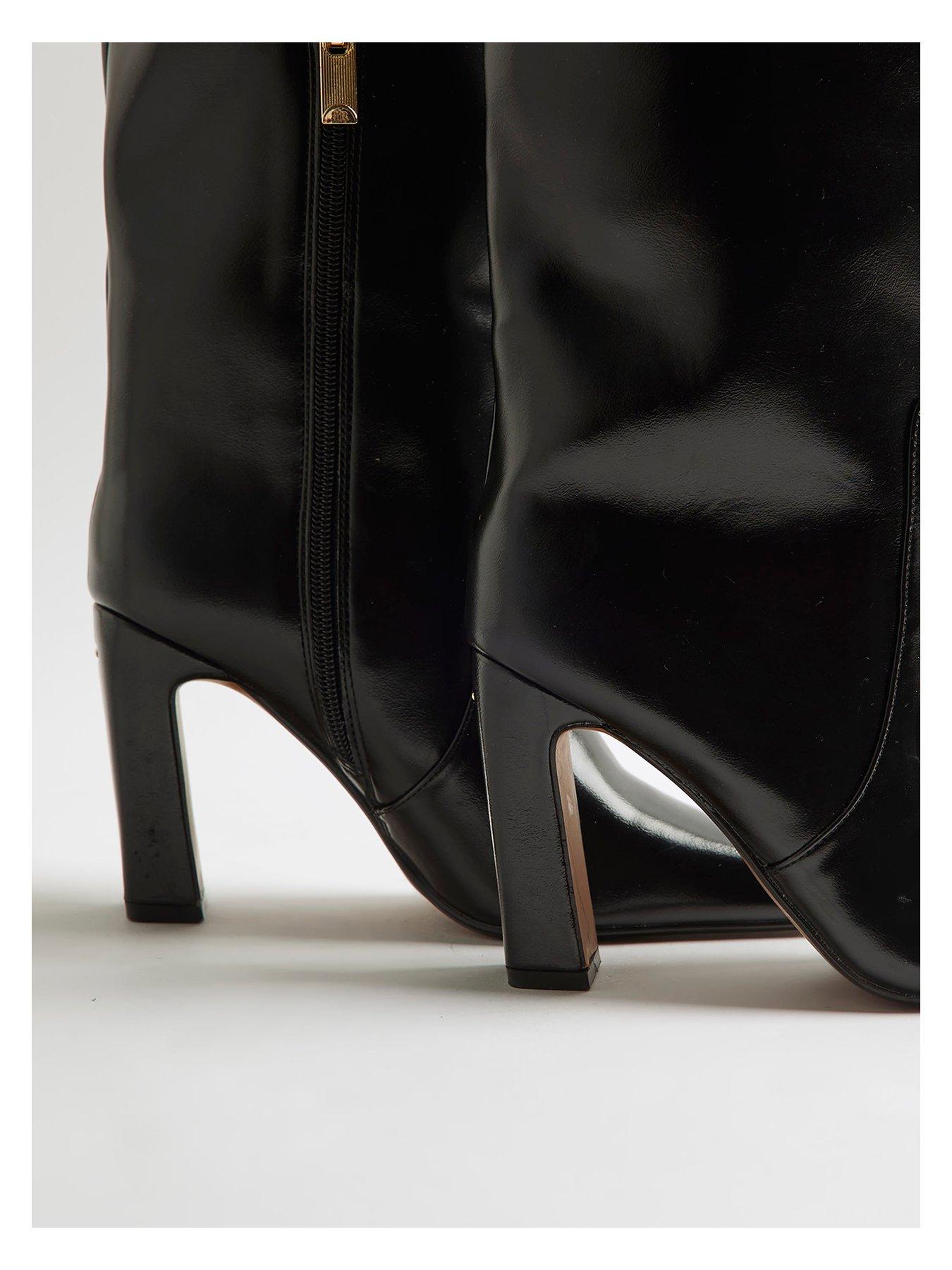 Image 5 of 6 of River Island Wide Chisel Toe High Leg Boot - Black