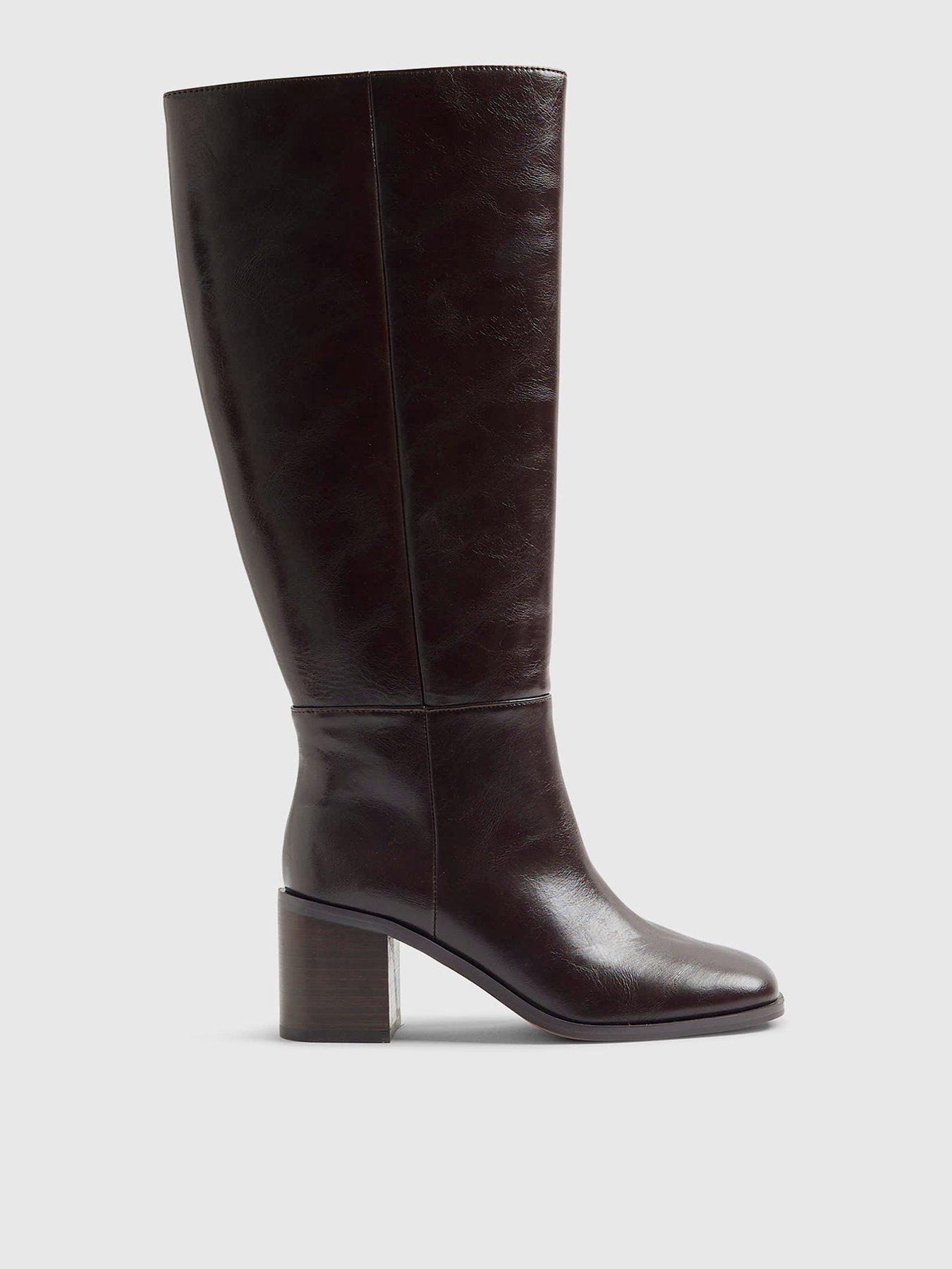 Image 2 of 6 of River Island Block Heel High Leg Boot - Brown