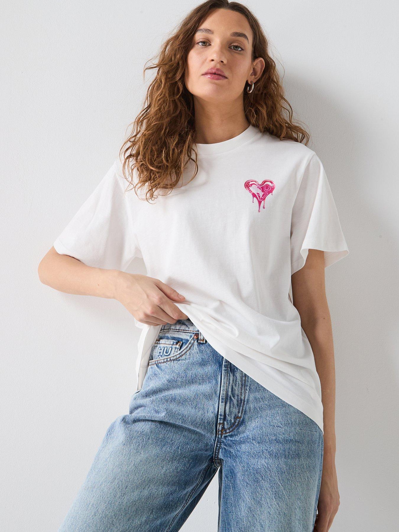 HUGO Vintage Heart Logo T-Shirt - White