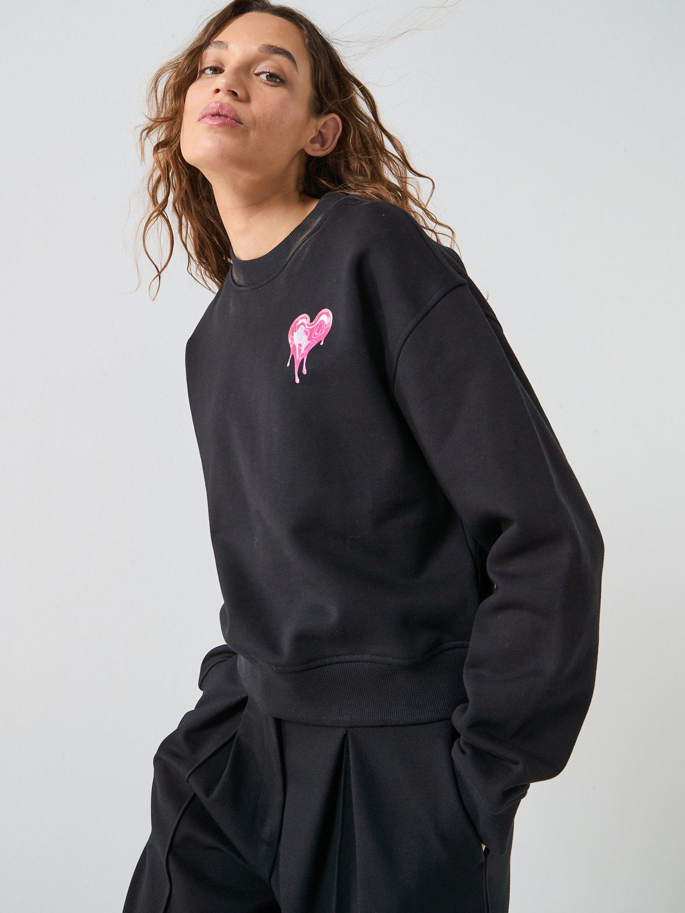 Image 1 of 6 of HUGO Heart Logo Sweatshirt - Black