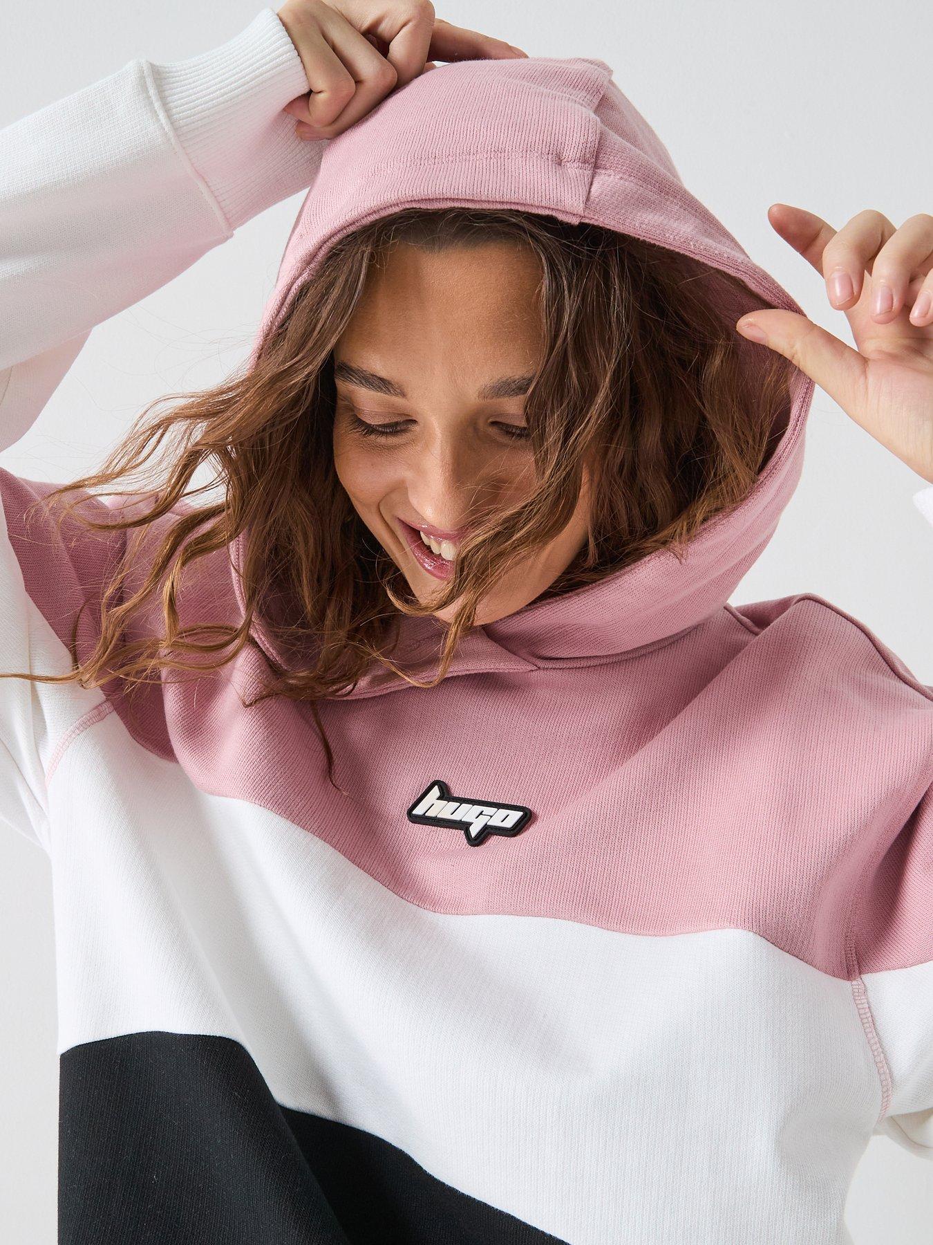  image of hugo-dascore-3-colour-block-hoodie-multi