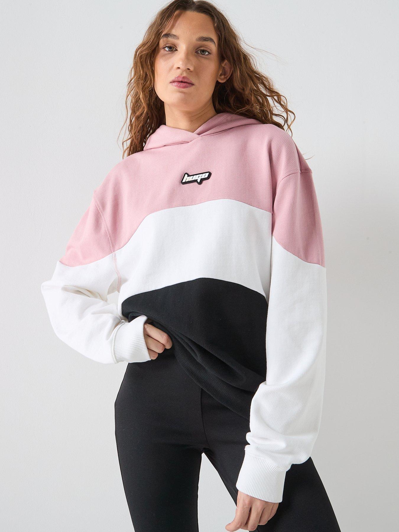  image of hugo-dascore-3-colour-block-hoodie-multi