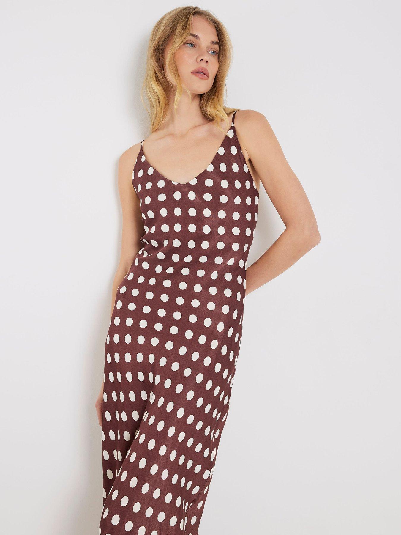  image of river-island-polka-dot-slip-dress-brown