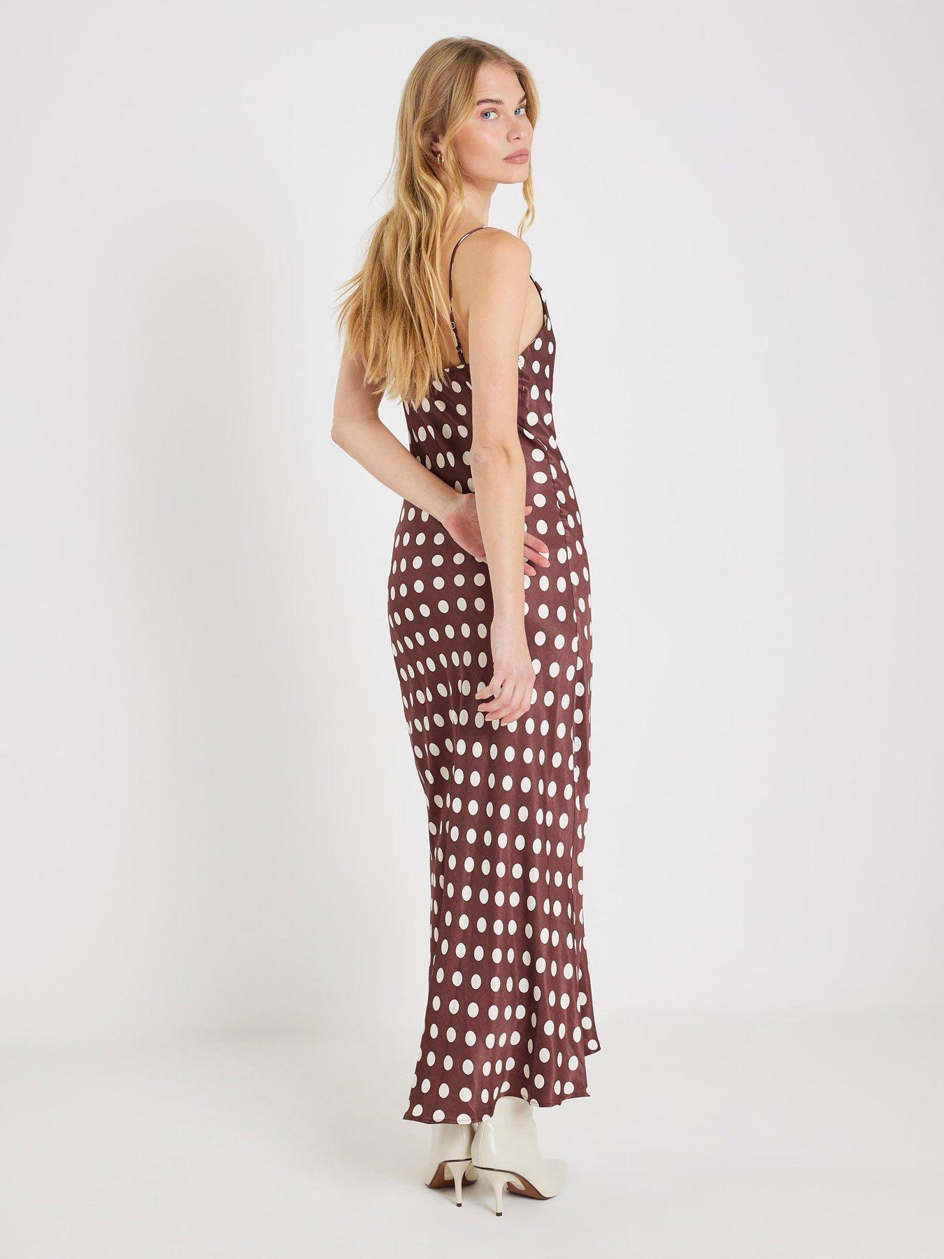  image of river-island-polka-dot-slip-dress-brown