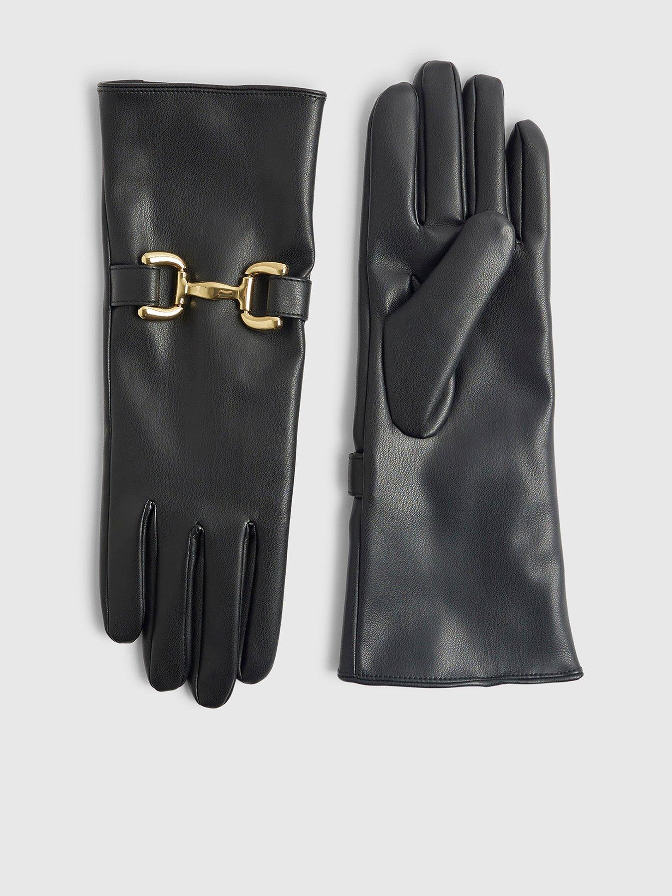 Image 1 of 3 of River Island Mid Length Snaffle Glove - Black
