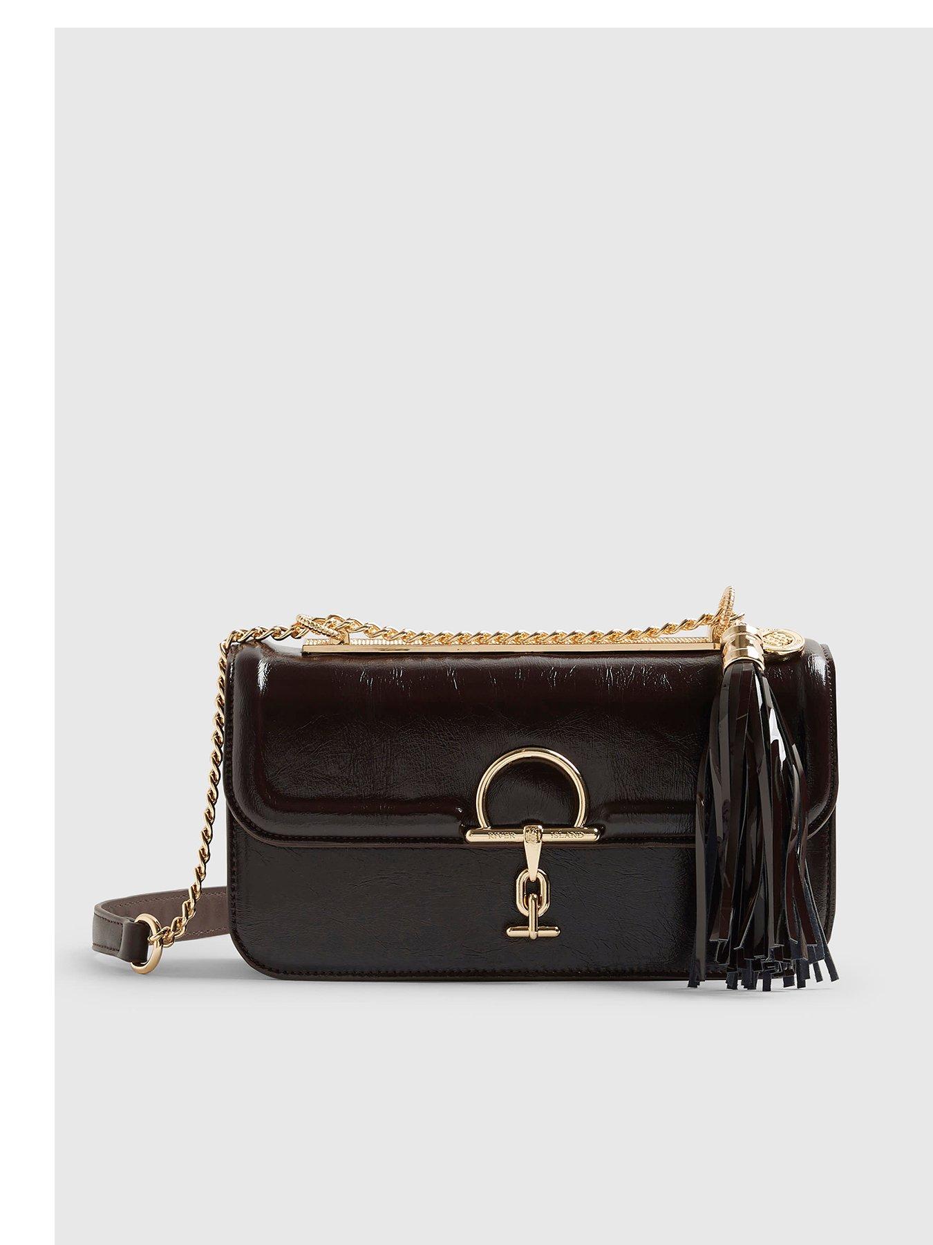 stillFront image of river-island-snaffle-tassel-shoulder-bag-brown