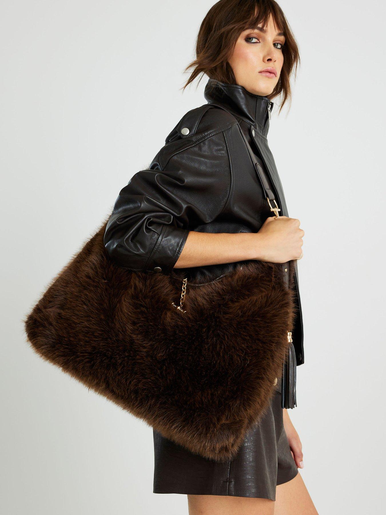 River Island Fur Snaffle Slouch - Brown