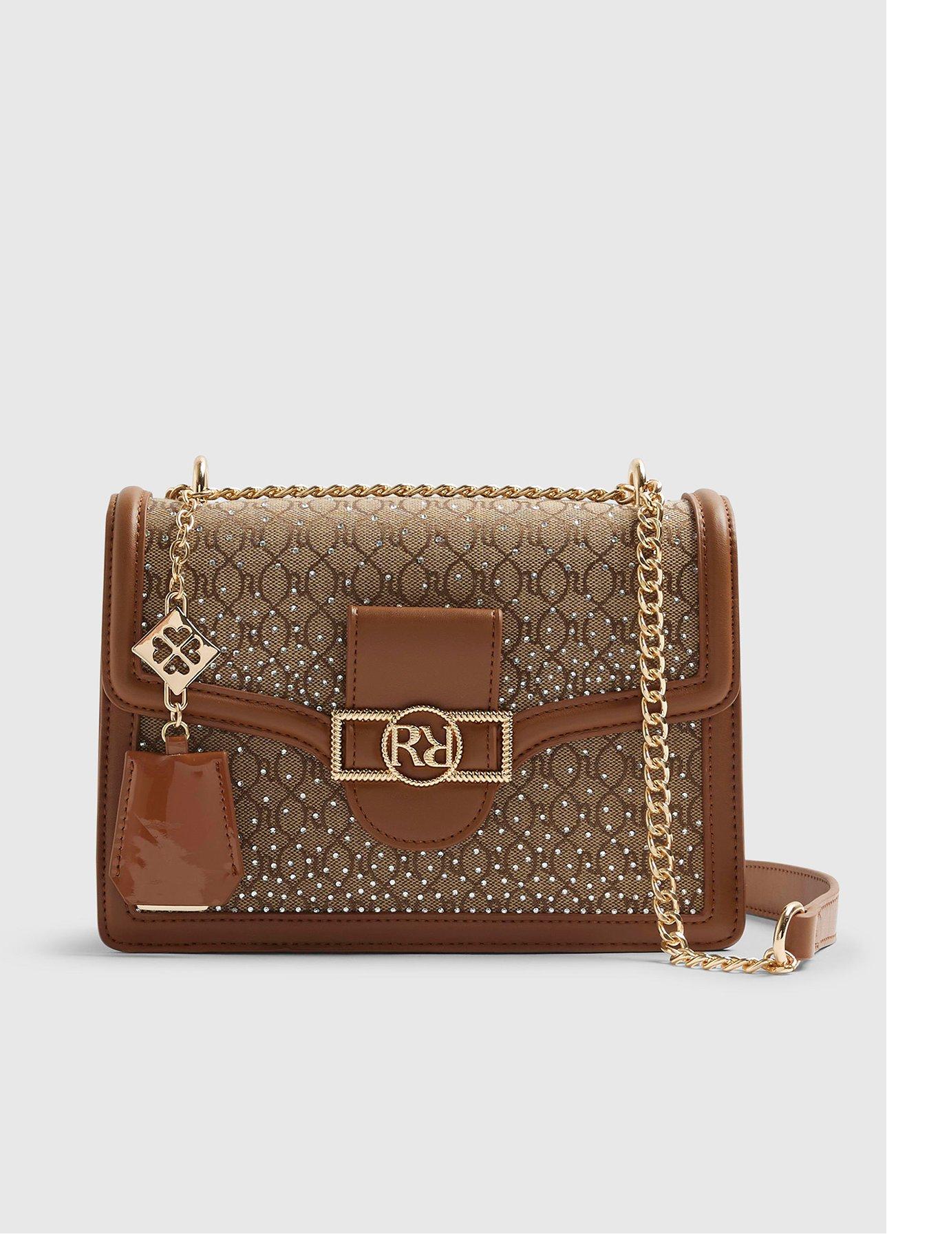  image of river-island-diamante-panelled-shoulder-bag-beige