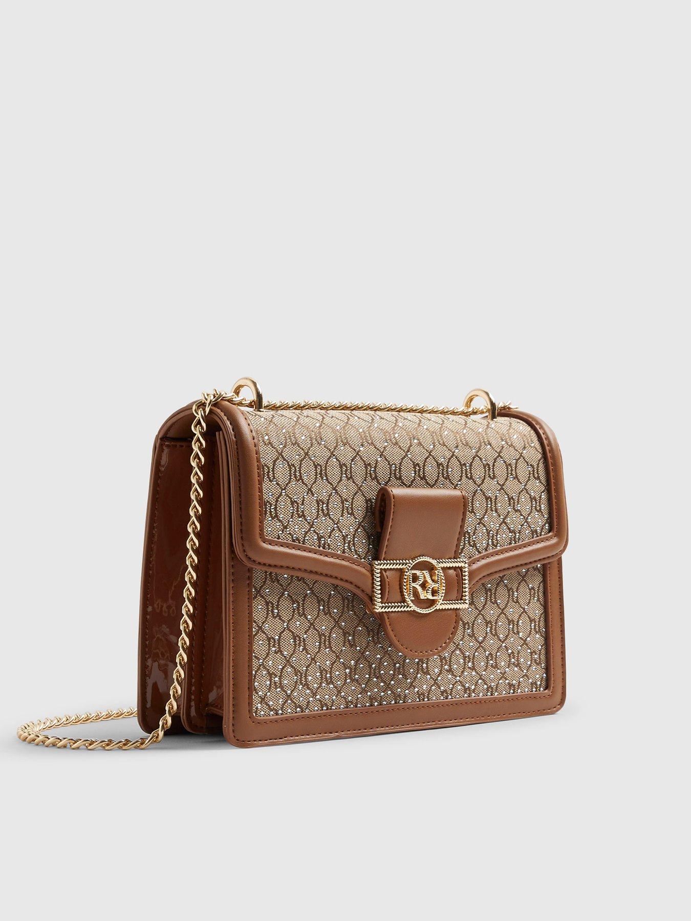  image of river-island-diamante-panelled-shoulder-bag-beige