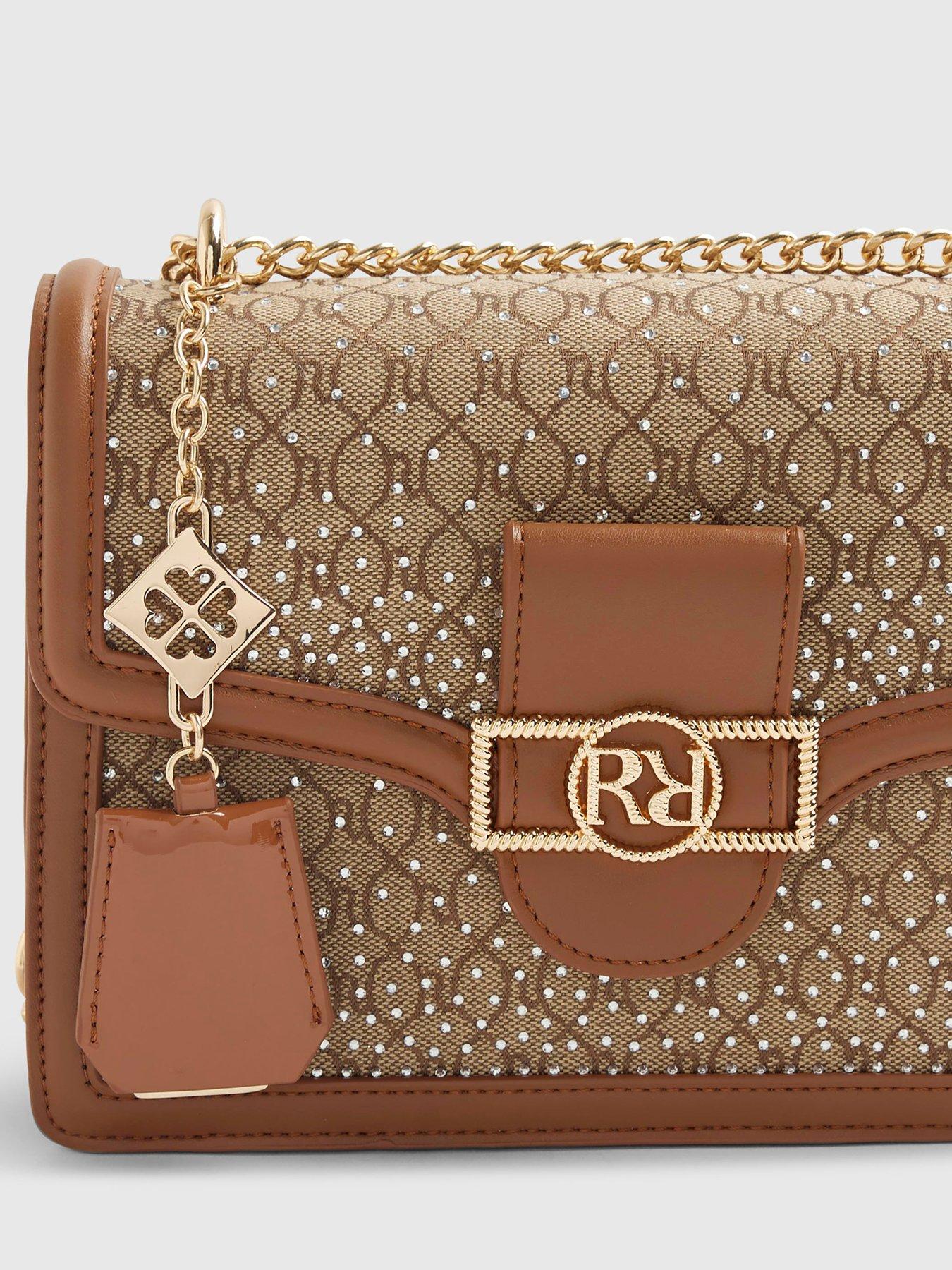  image of river-island-diamante-panelled-shoulder-bag-beige