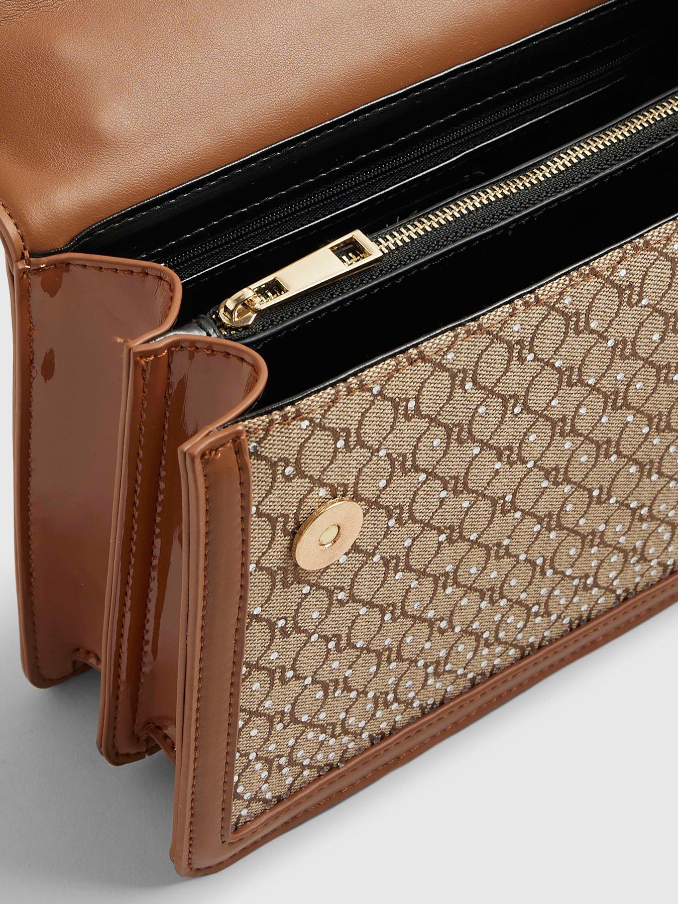  image of river-island-diamante-panelled-shoulder-bag-beige