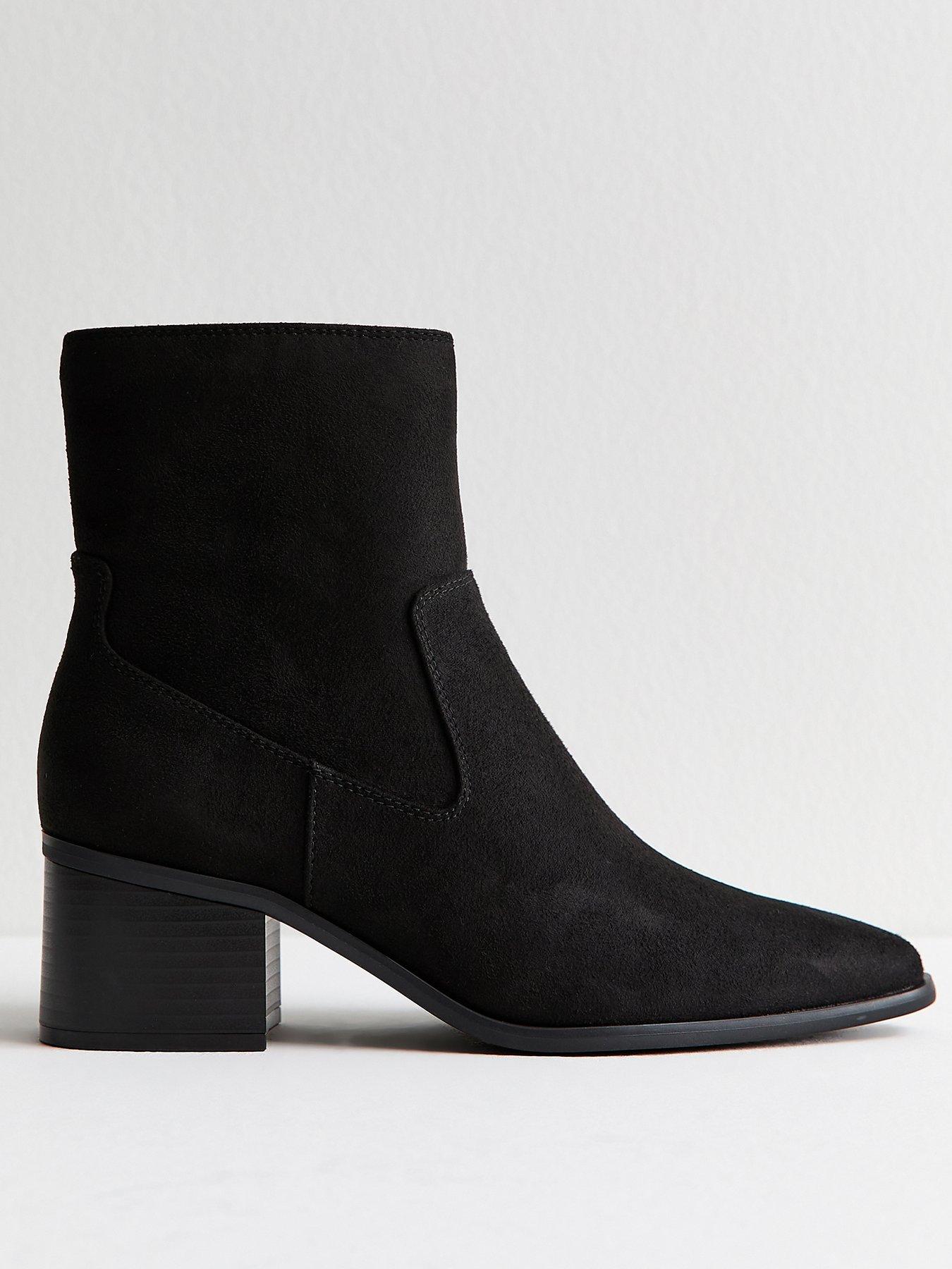 stillFront image of new-look-faux-suede-block-heel-ankle-boots-black