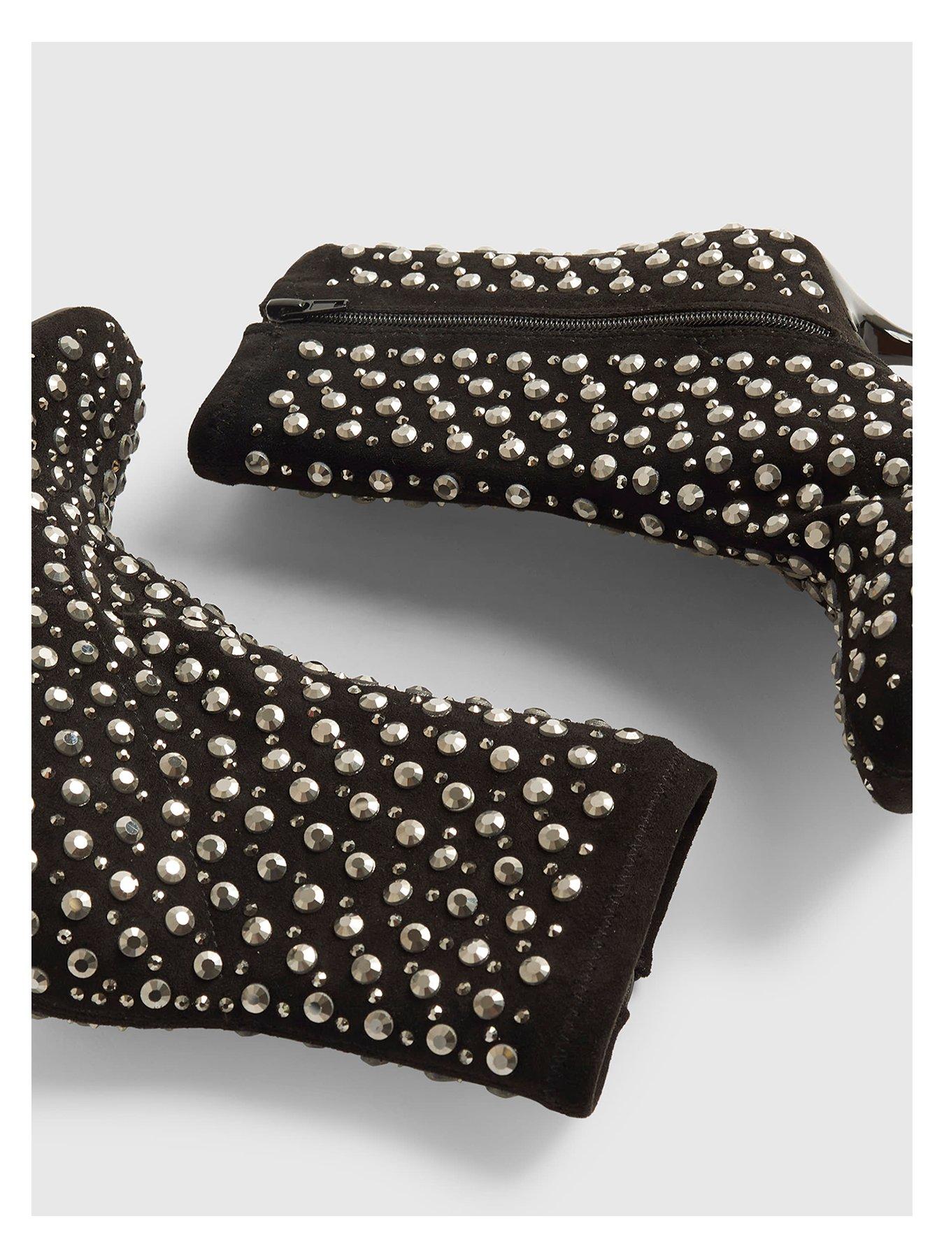  image of river-island-embellished-round-toe-boot-black