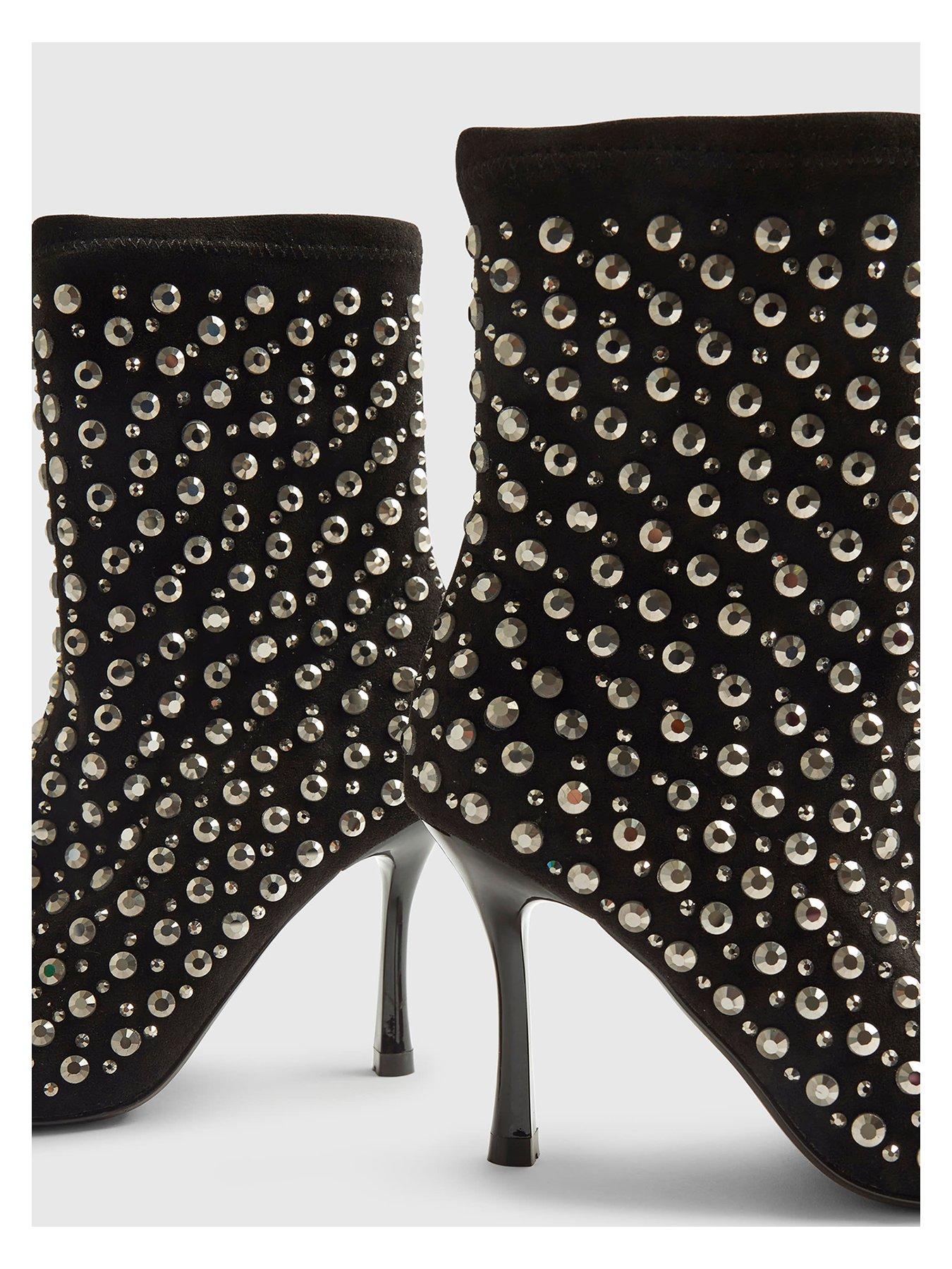  image of river-island-embellished-round-toe-boot-black