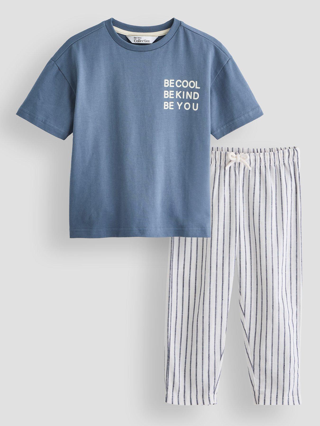 Image 1 of 4 of The Very Collection Boys Be Cool Stripe Lightweight Trouser Set - Blue