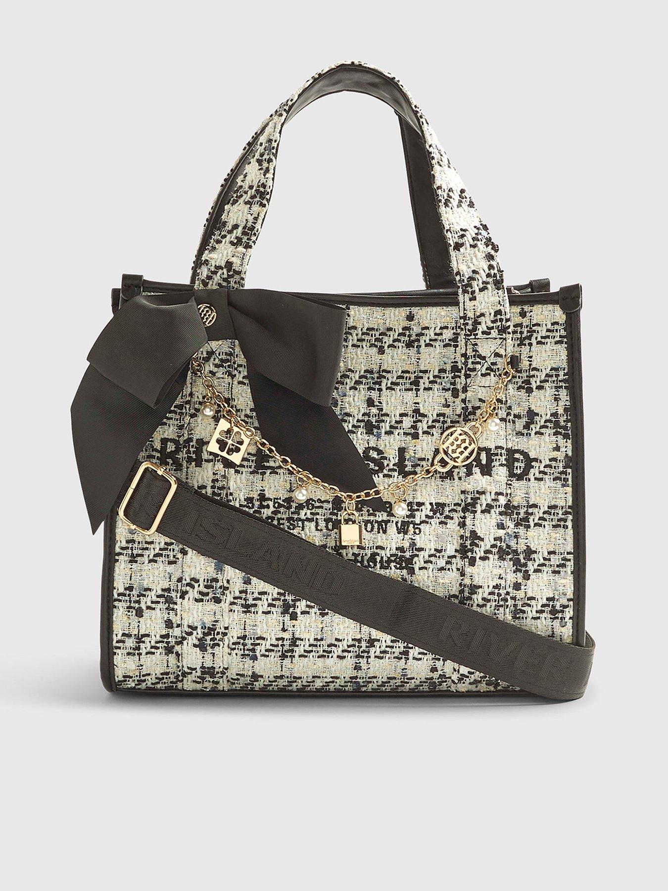 Image 2 of 6 of River Island Med Boucle Embroidered Tote - Cream