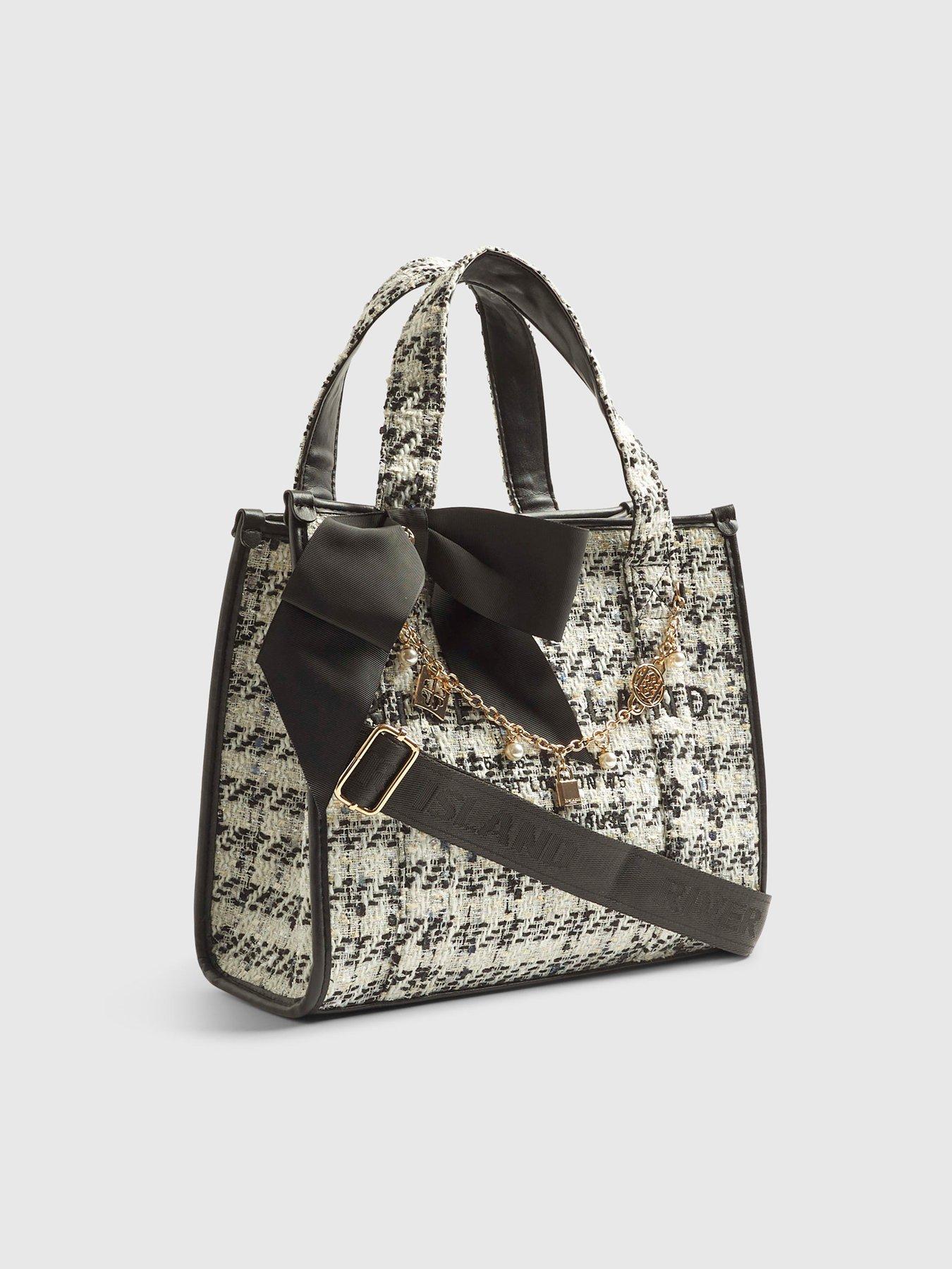 Image 3 of 6 of River Island Med Boucle Embroidered Tote - Cream