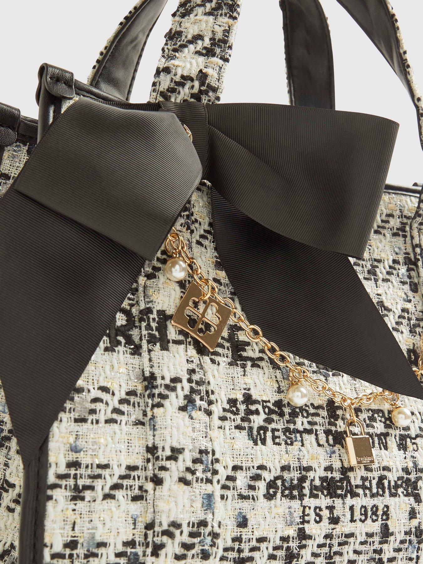 Image 5 of 6 of River Island Med Boucle Embroidered Tote - Cream