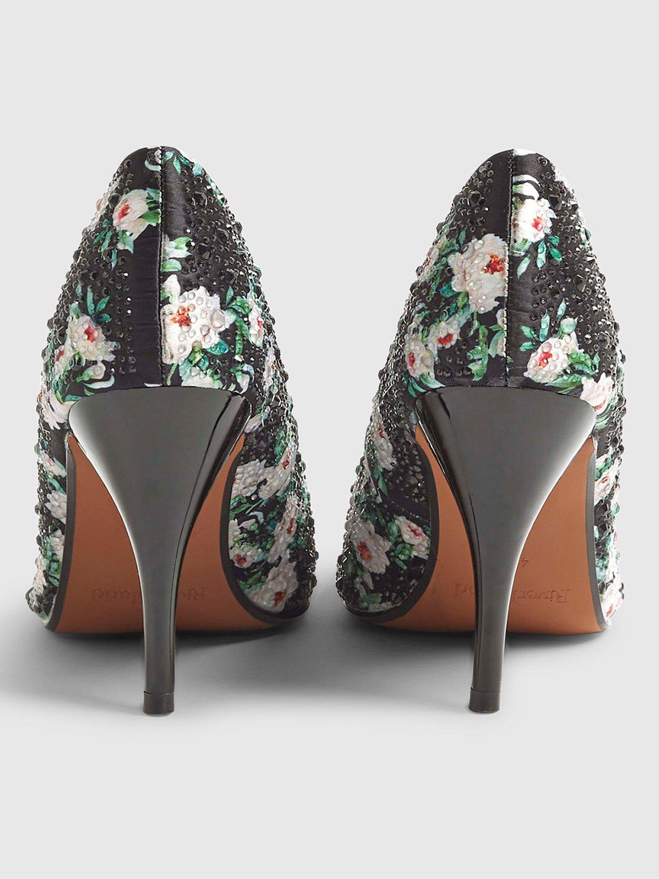 Image 4 of 5 of River Island Floral Diamante Court - Black