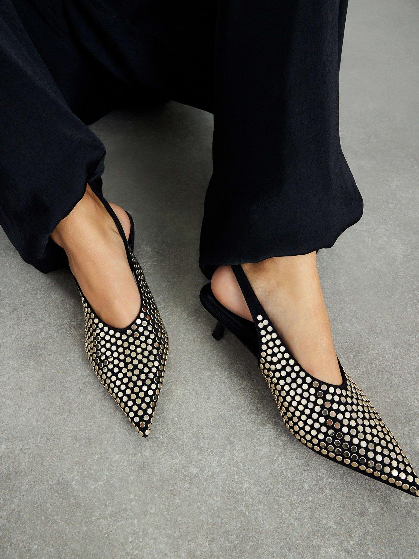 front image of river-island-studded-court-heels-black