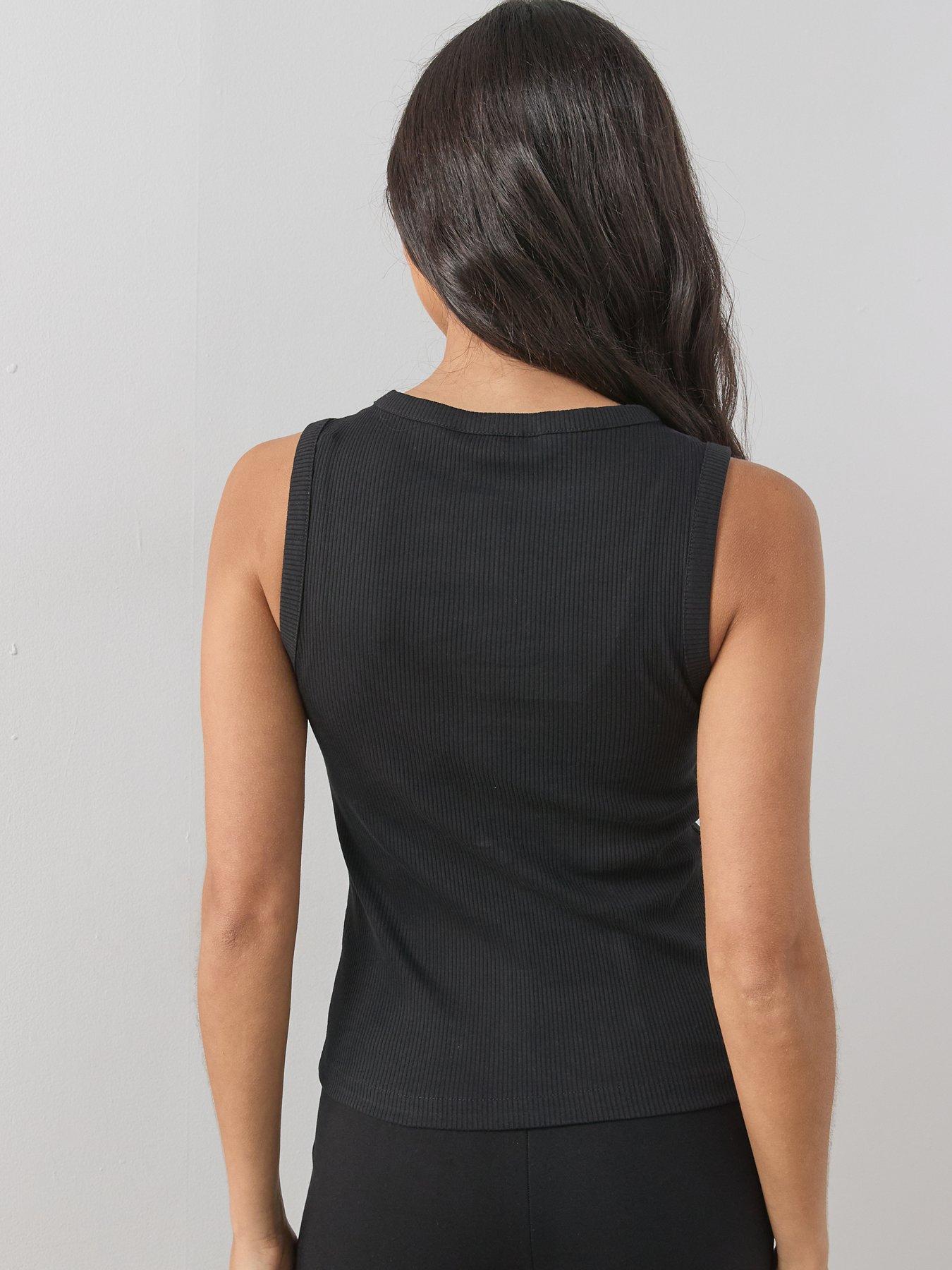 Image 2 of 7 of The Very Collection Button Thru Ribbed Vest - Black