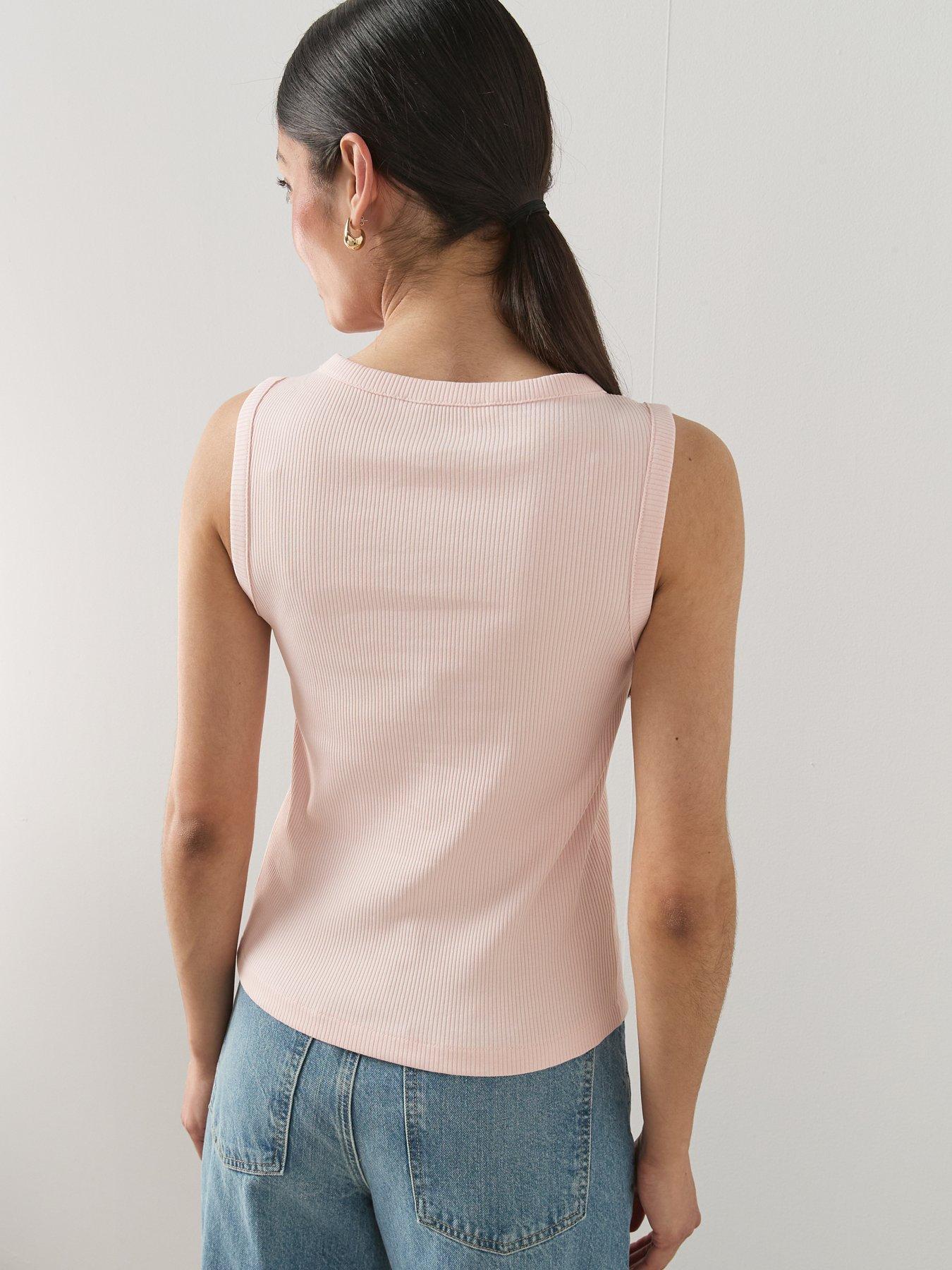 Image 2 of 7 of The Very Collection Button Thru Ribbed Vest - Pink
