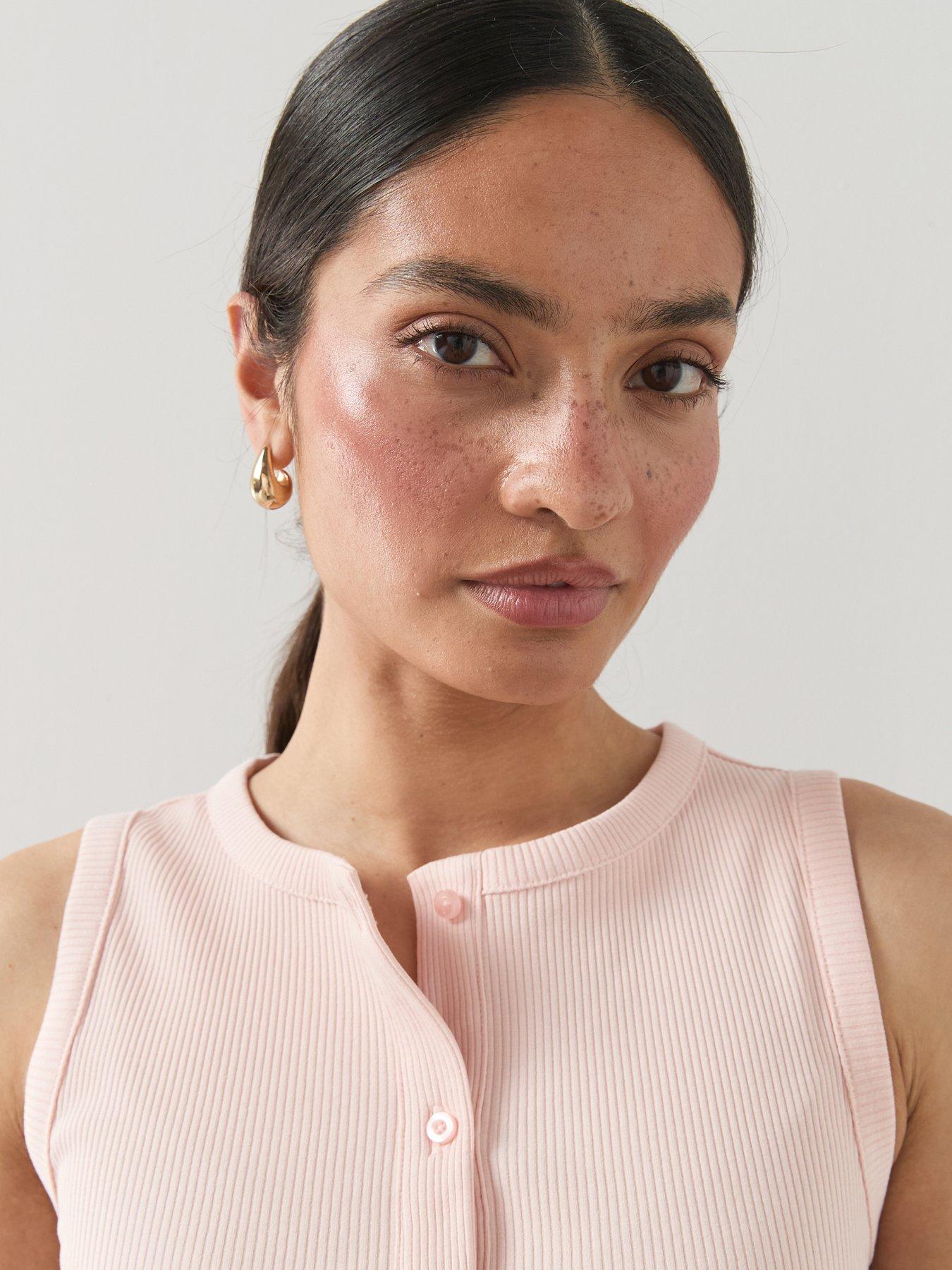 Image 4 of 7 of The Very Collection Button Thru Ribbed Vest - Pink
