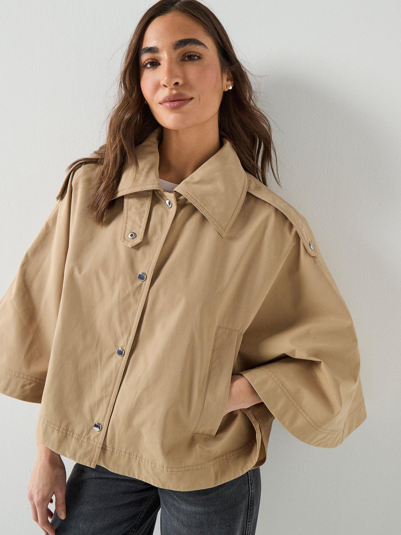 BOSS Clairi Button Up Poncho - Beige