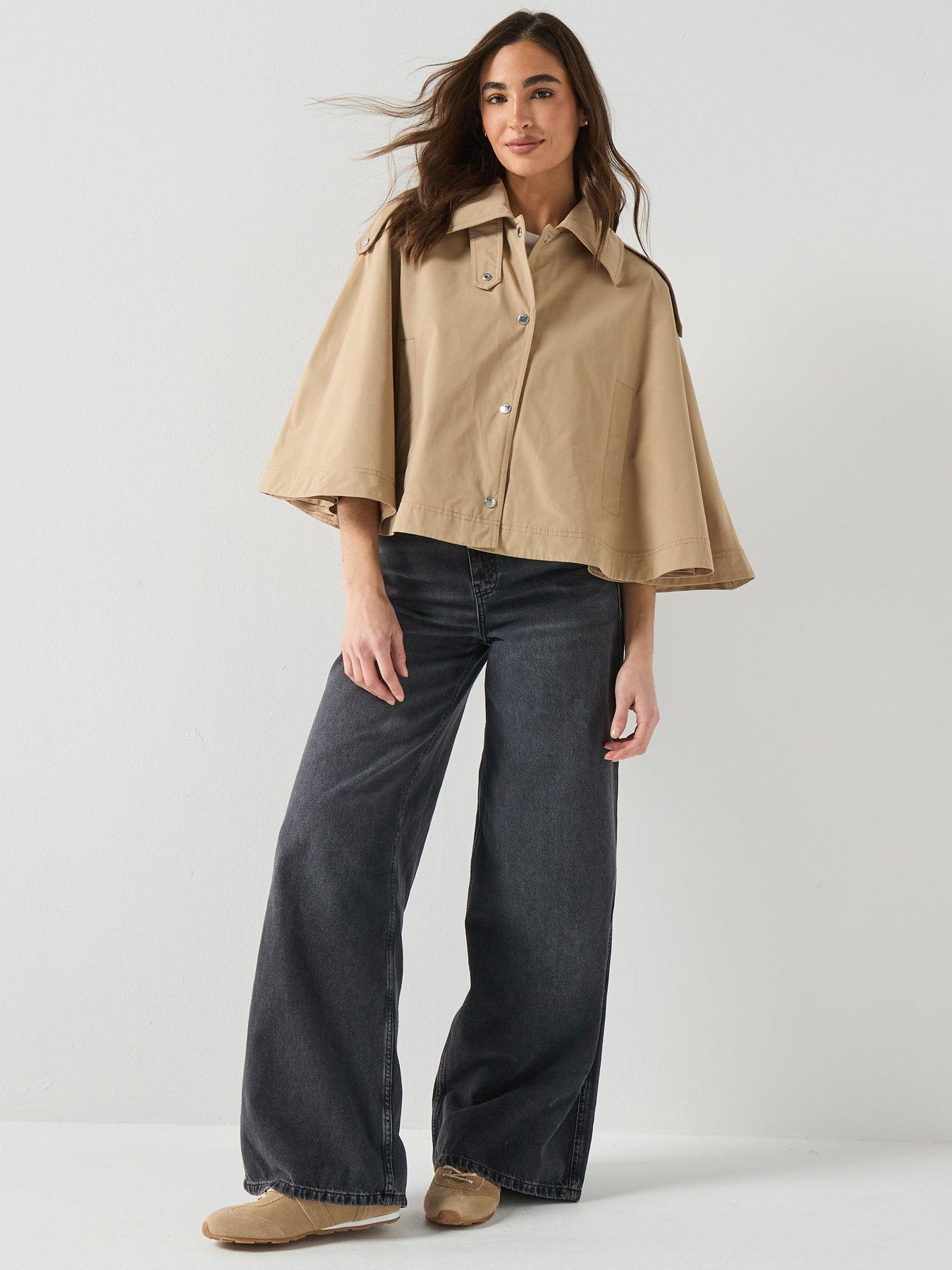 Image 3 of 6 of BOSS Clairi Button Up Poncho - Beige