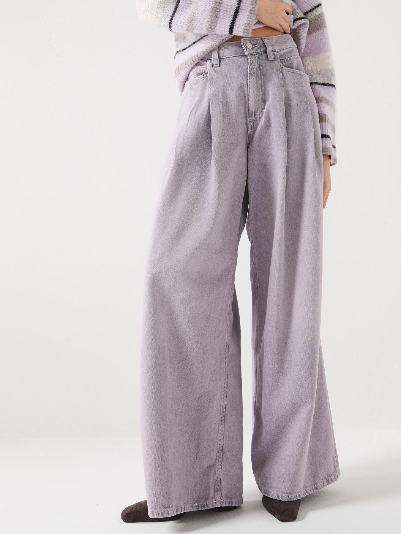 BOSS Relaxed Fit Wide Leg Slouch Jeans - Blue