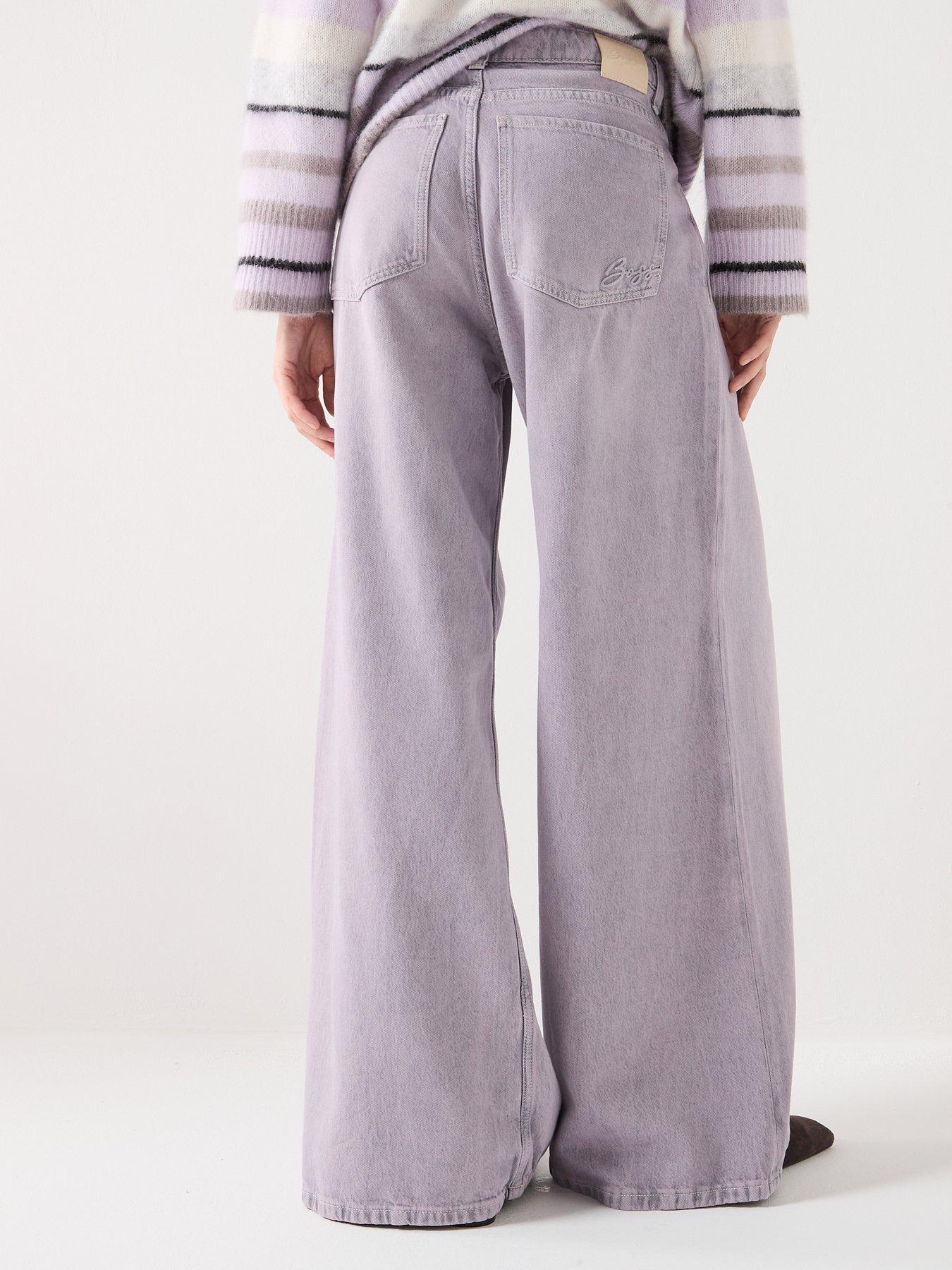 Image 2 of 6 of BOSS Relaxed Fit Wide Leg Slouch Jeans - Blue