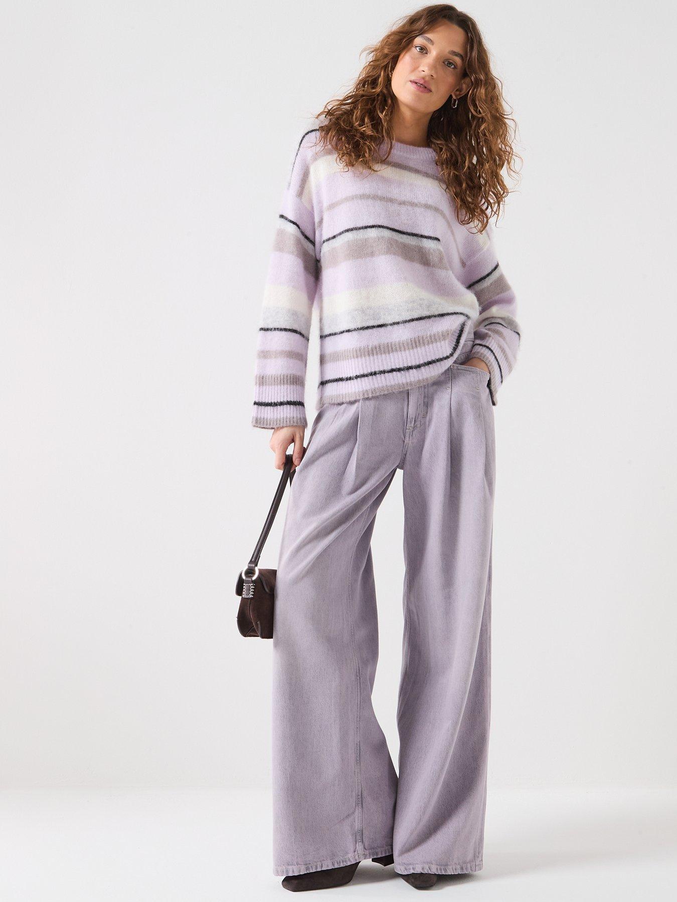 Image 3 of 6 of BOSS Relaxed Fit Wide Leg Slouch Jeans - Blue