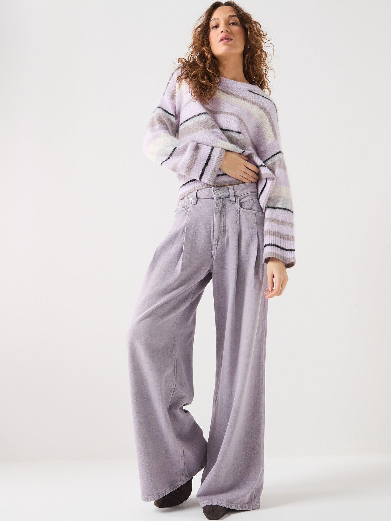 Image 4 of 6 of BOSS Relaxed Fit Wide Leg Slouch Jeans - Blue