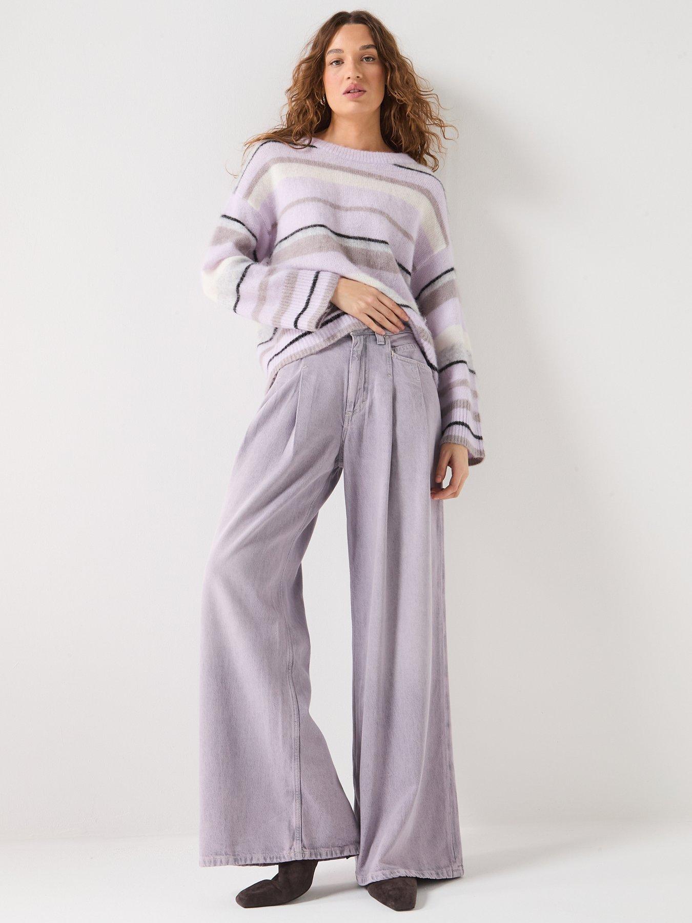 Image 6 of 6 of BOSS Relaxed Fit Wide Leg Slouch Jeans - Blue