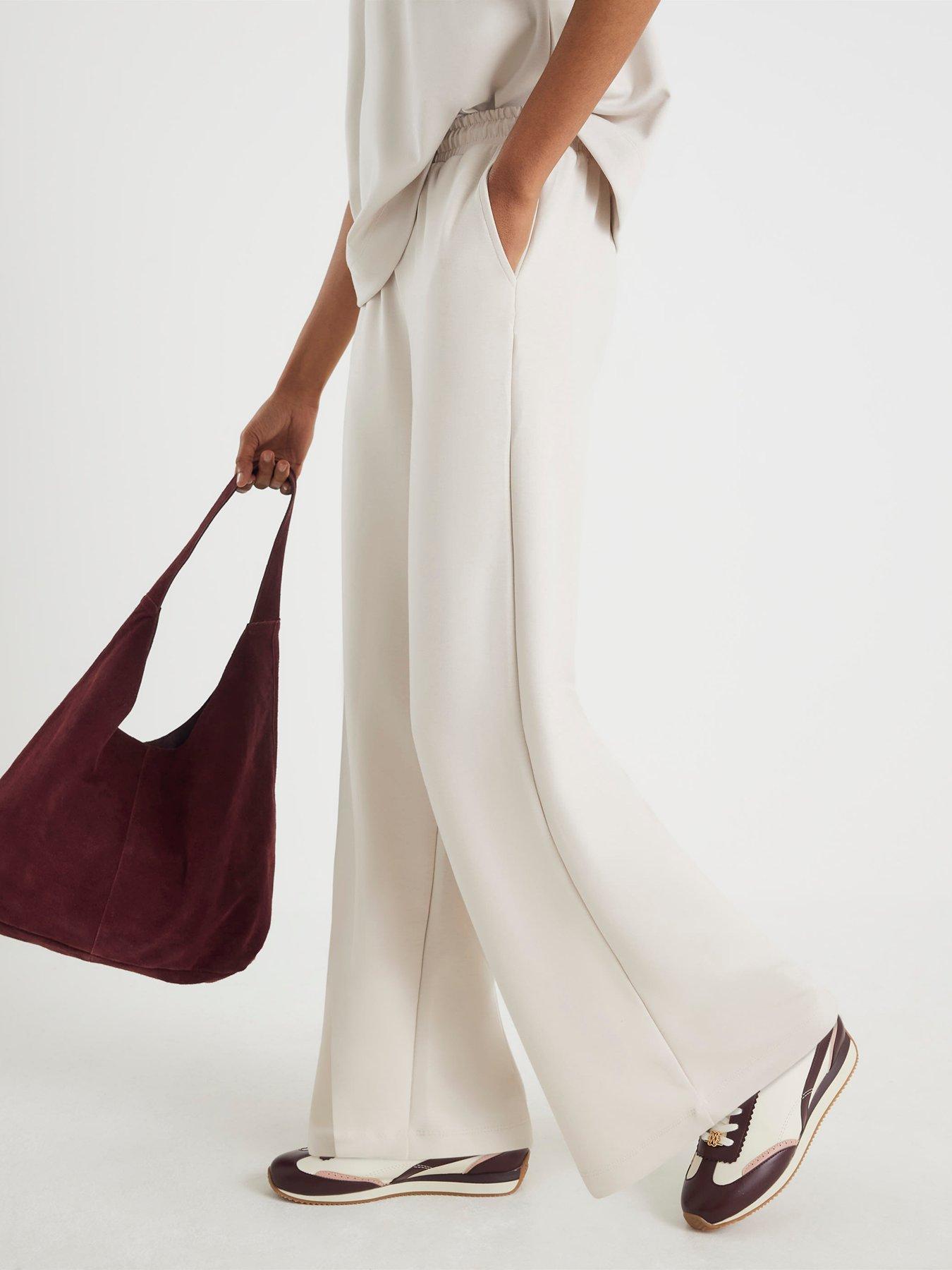  image of river-island-high-waist-premium-wide-leg-jogger-cream