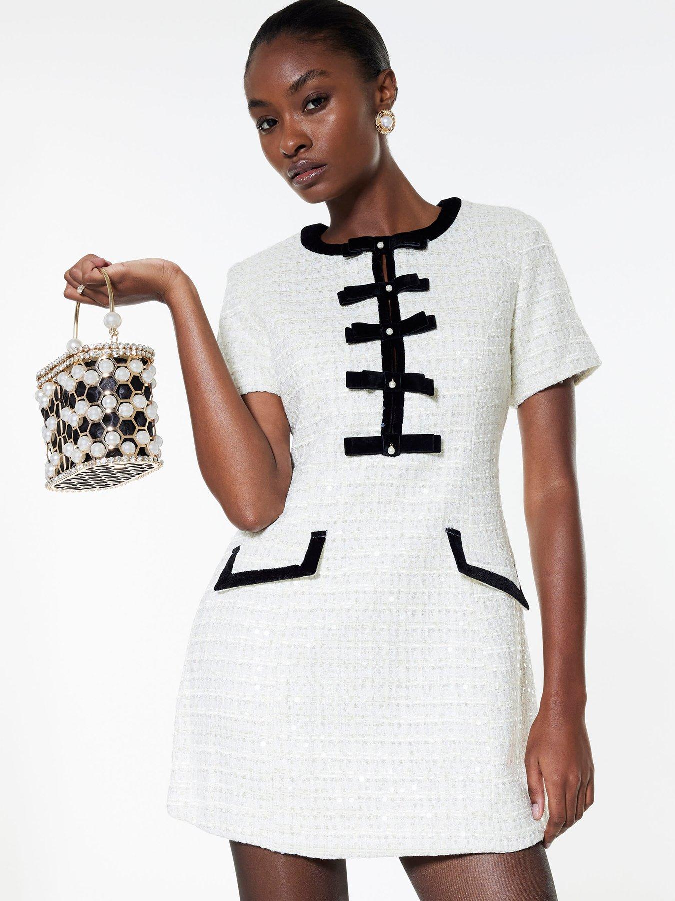 river-island-bow-front-boucle-dress-cream