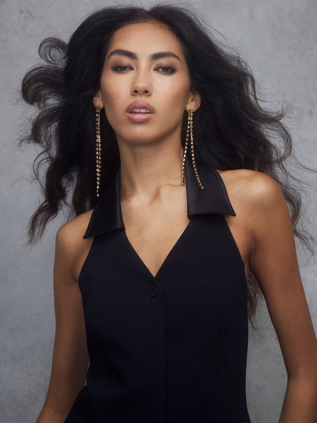  image of river-island-halterneck-contrast-tux-top-black