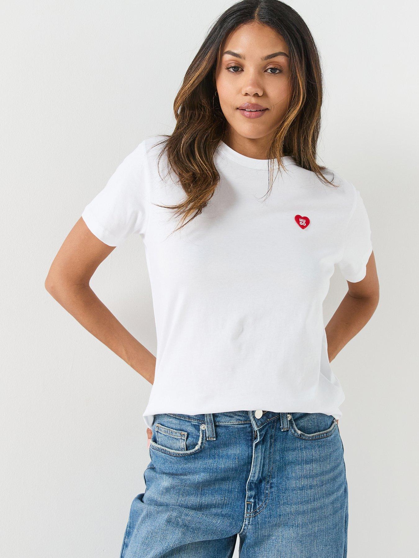 HUGO Vintage Heart Small Logo T-Shirt - White