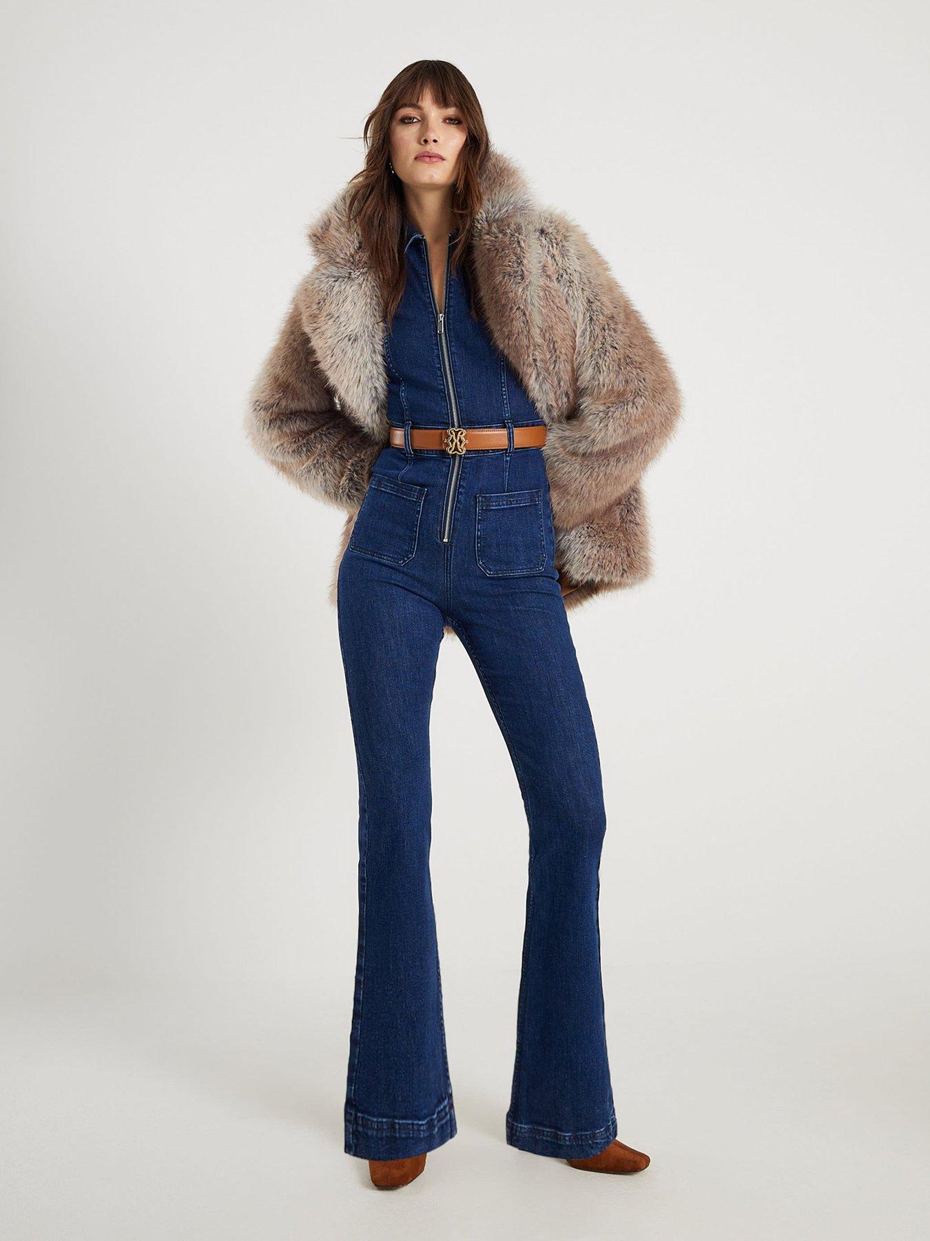 front image of river-island-power-long-sleeve-stretch-jumpsuit-blue