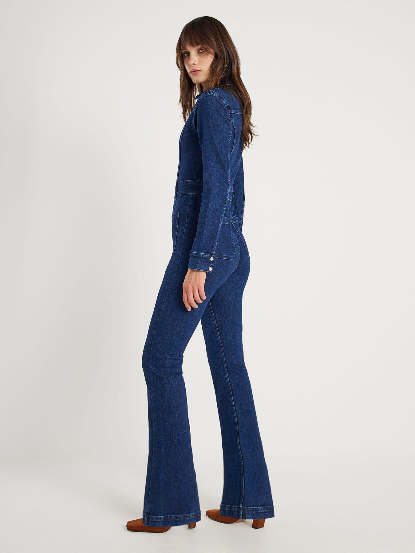 stillFront image of river-island-power-long-sleeve-stretch-jumpsuit-blue